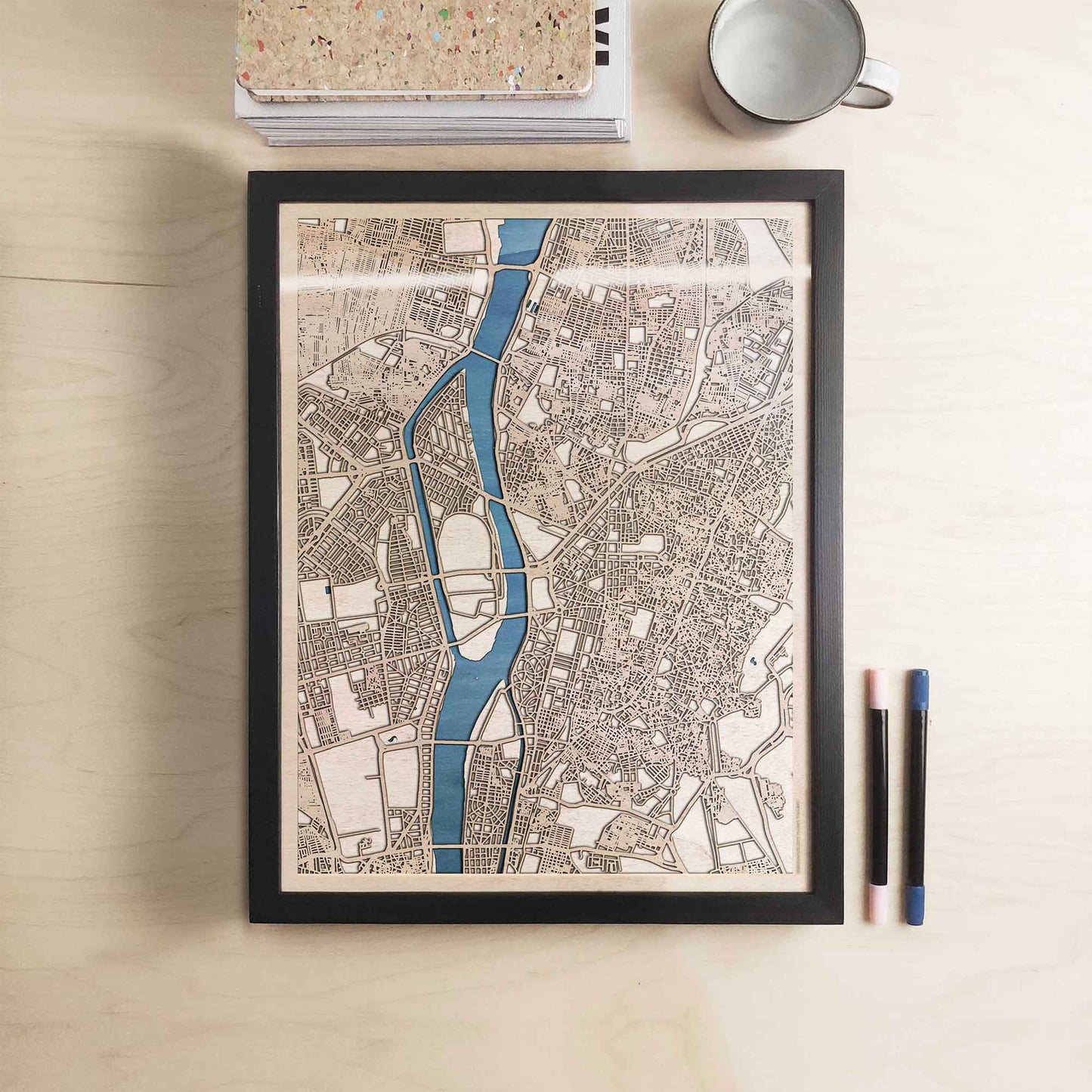 Cairo Wooden Map by CityWood - Custom Wood Map Art - Unique Laser Cut Engraved - Anniversary Gift