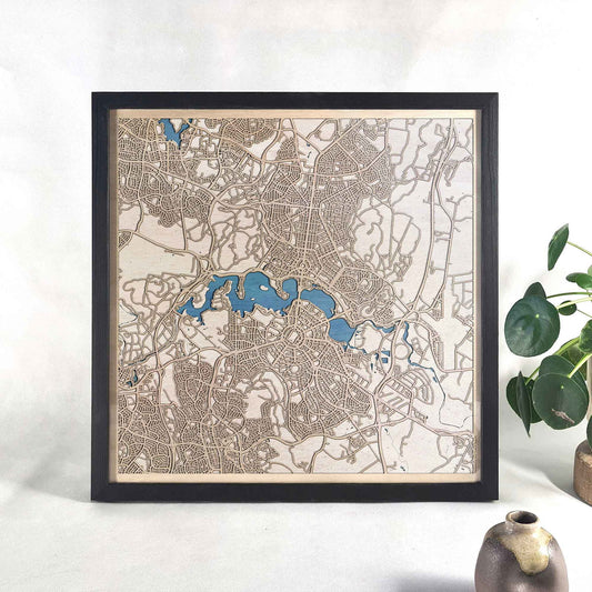 Canberra Wooden Map by CityWood - Custom Wood Map Art - Unique Laser Cut Engraved - Anniversary Gift