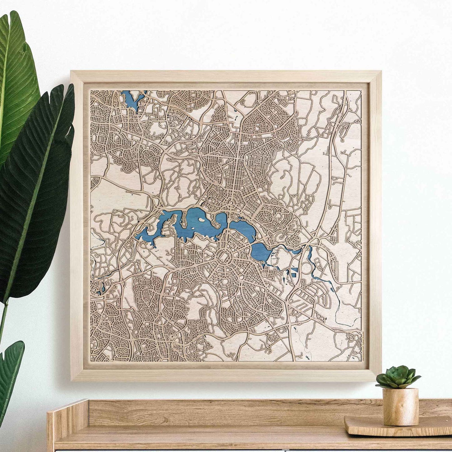 Canberra Wooden Map by CityWood - Custom Wood Map Art - Unique Laser Cut Engraved - Anniversary Gift