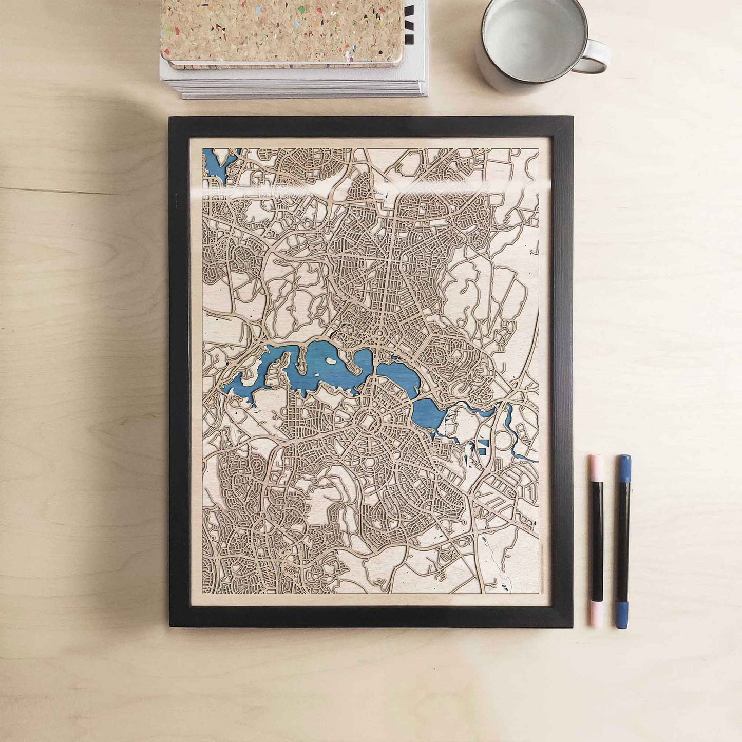 Canberra Wooden Map by CityWood - Custom Wood Map Art - Unique Laser Cut Engraved - Anniversary Gift