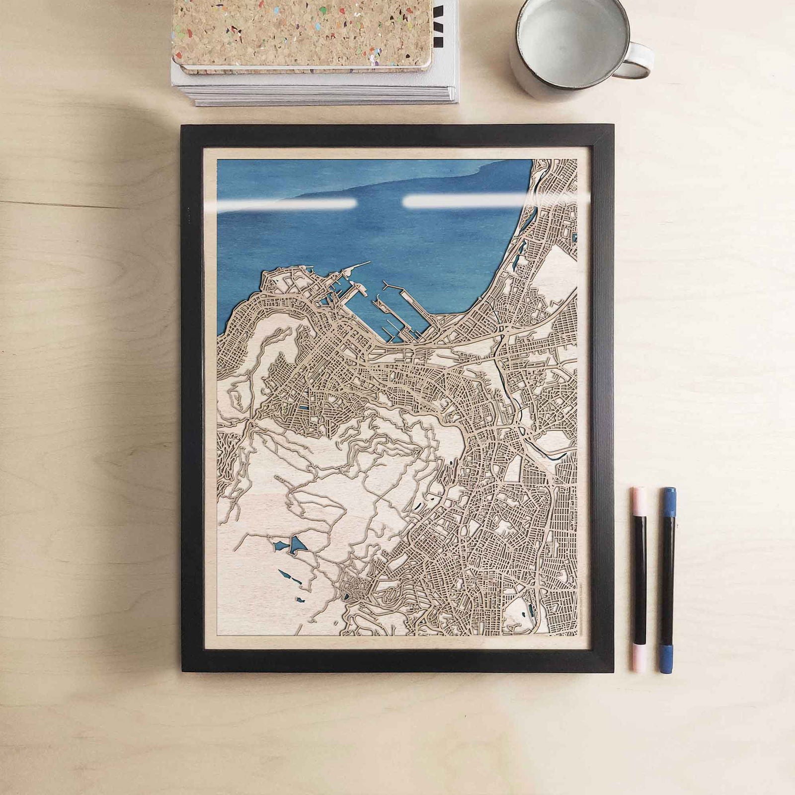 Cape Town Wooden Map by CityWood - Custom Wood Map Art - Unique Laser Cut Engraved - Anniversary Gift