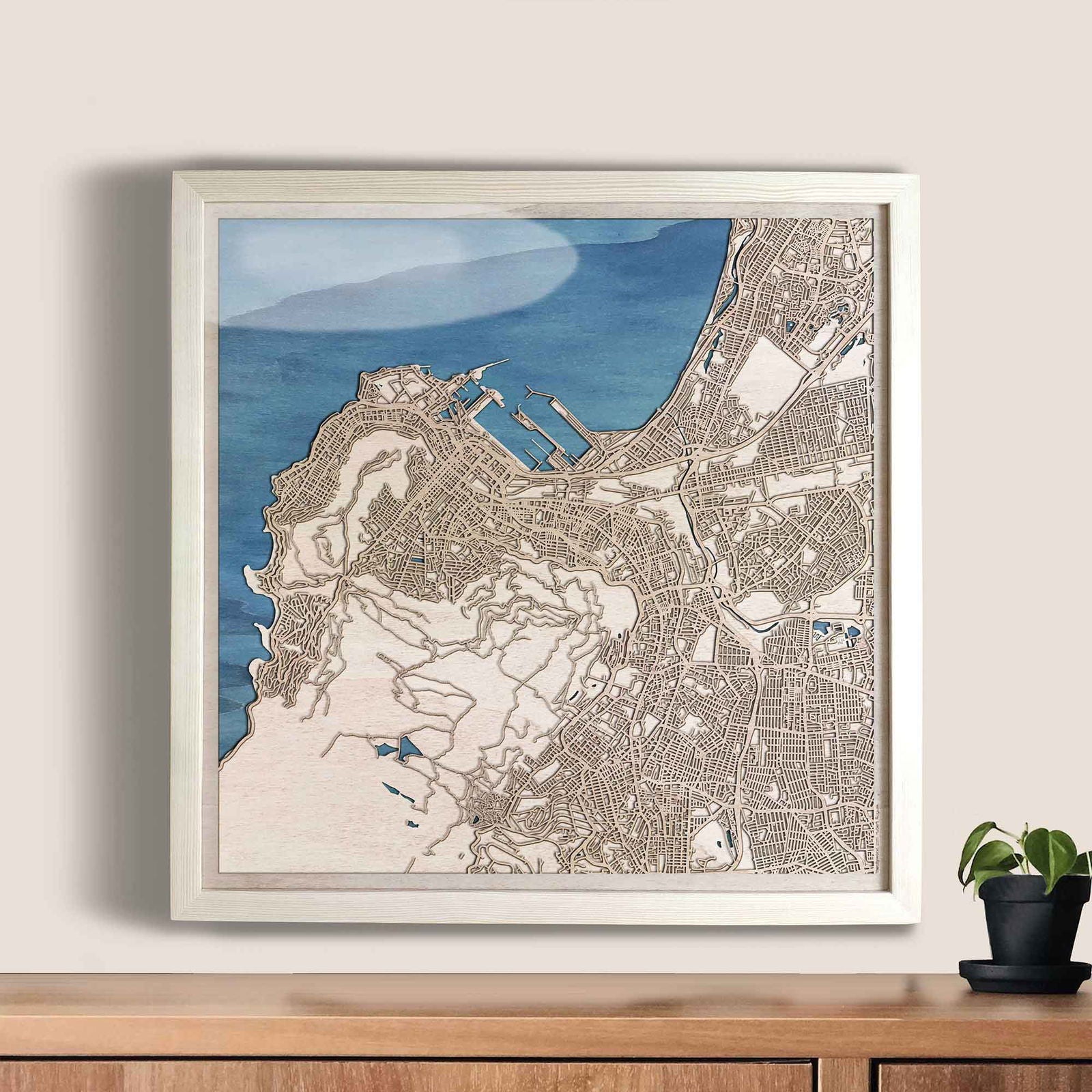 Cape Town Wooden Map by CityWood - Custom Wood Map Art - Unique Laser Cut Engraved - Anniversary Gift