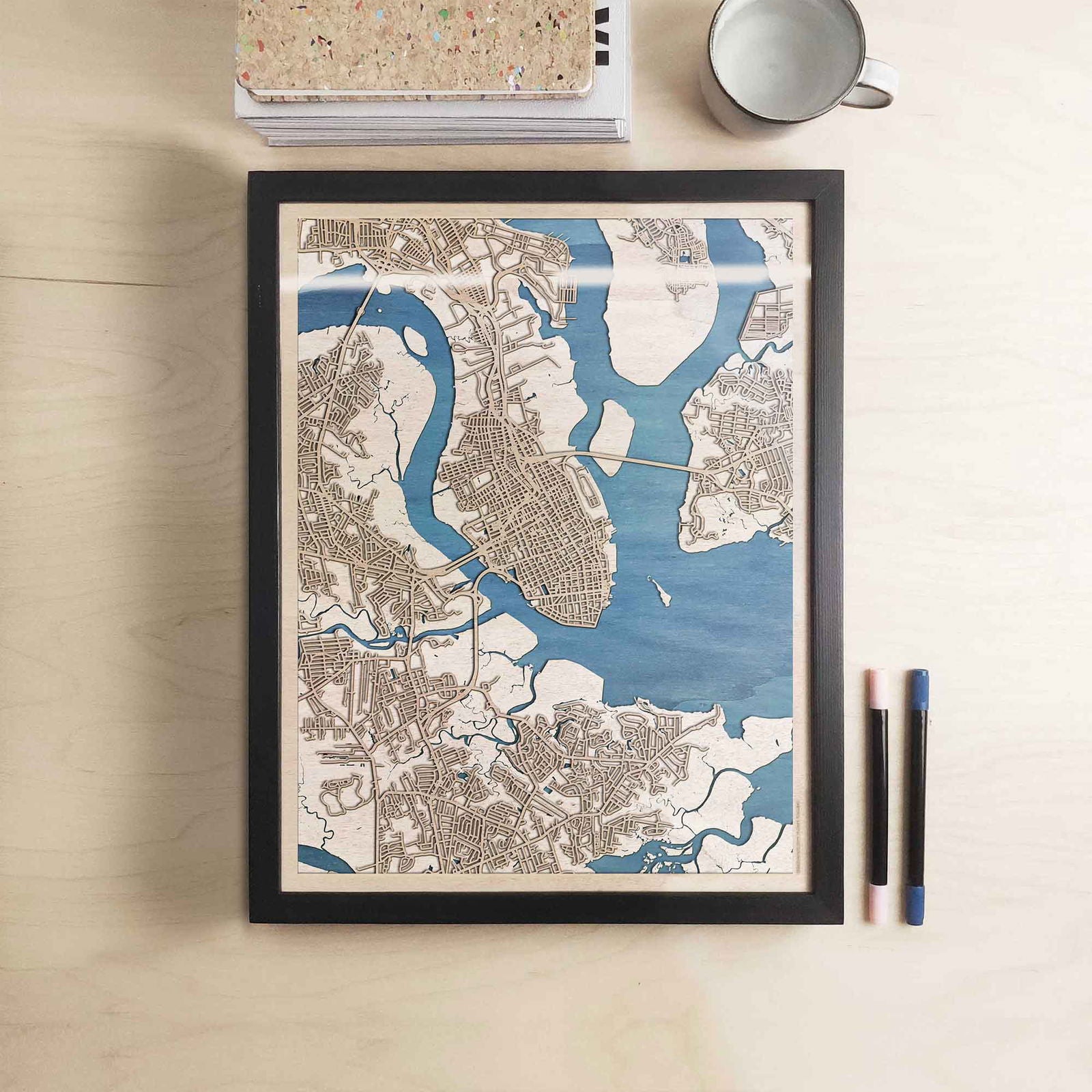 Charleston Wooden Map by CityWood - Custom Wood Map Art - Unique Laser Cut Engraved - Anniversary Gift