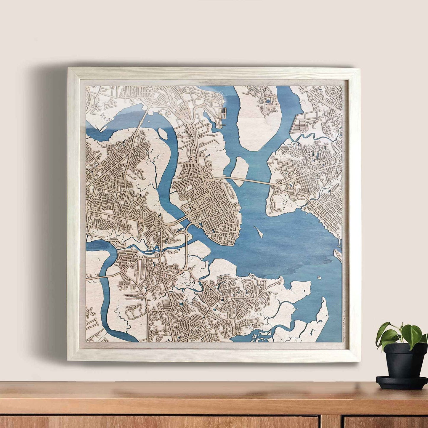 Charleston Wooden Map by CityWood - Custom Wood Map Art - Unique Laser Cut Engraved - Anniversary Gift