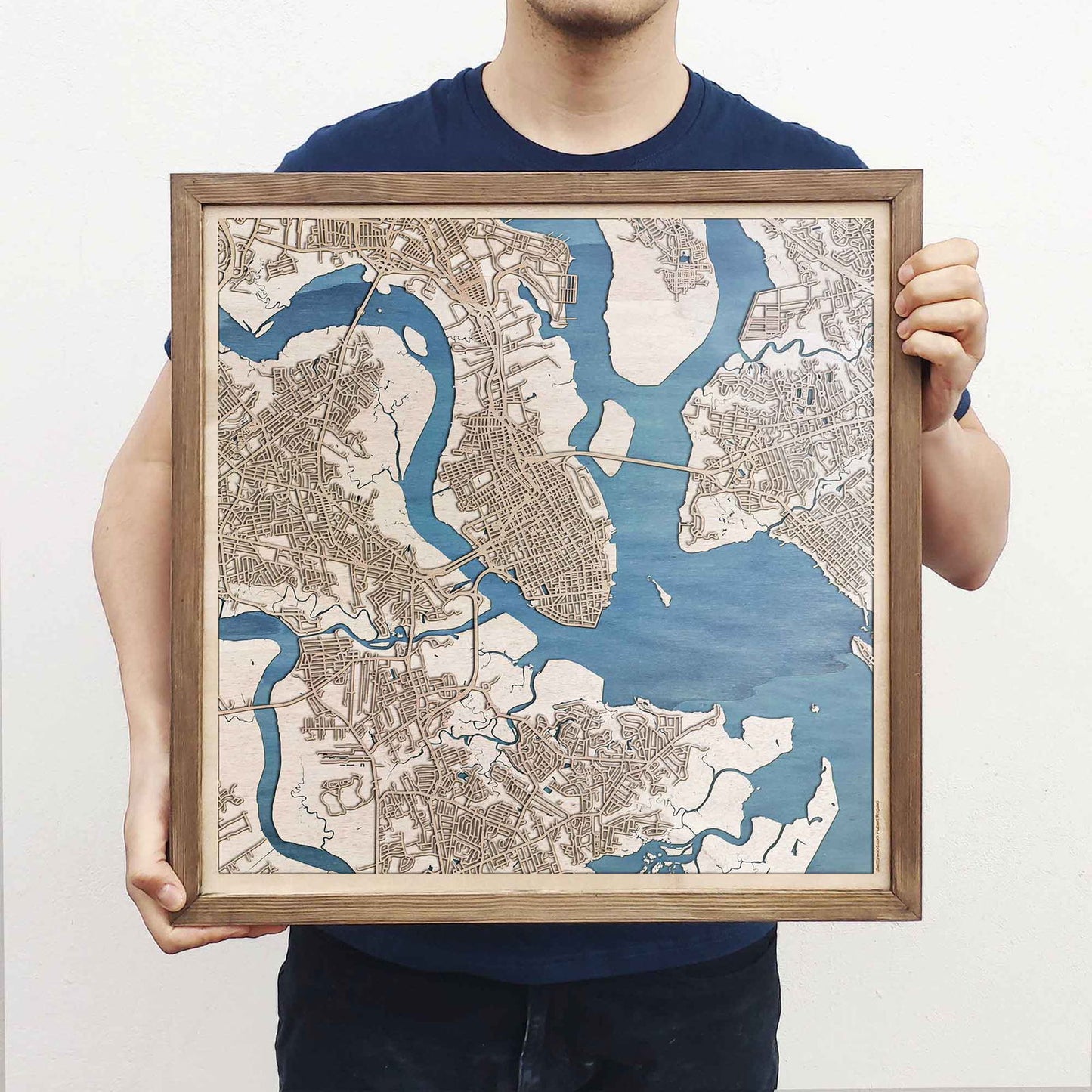 Charleston Wooden Map by CityWood - Custom Wood Map Art - Unique Laser Cut Engraved - Anniversary Gift