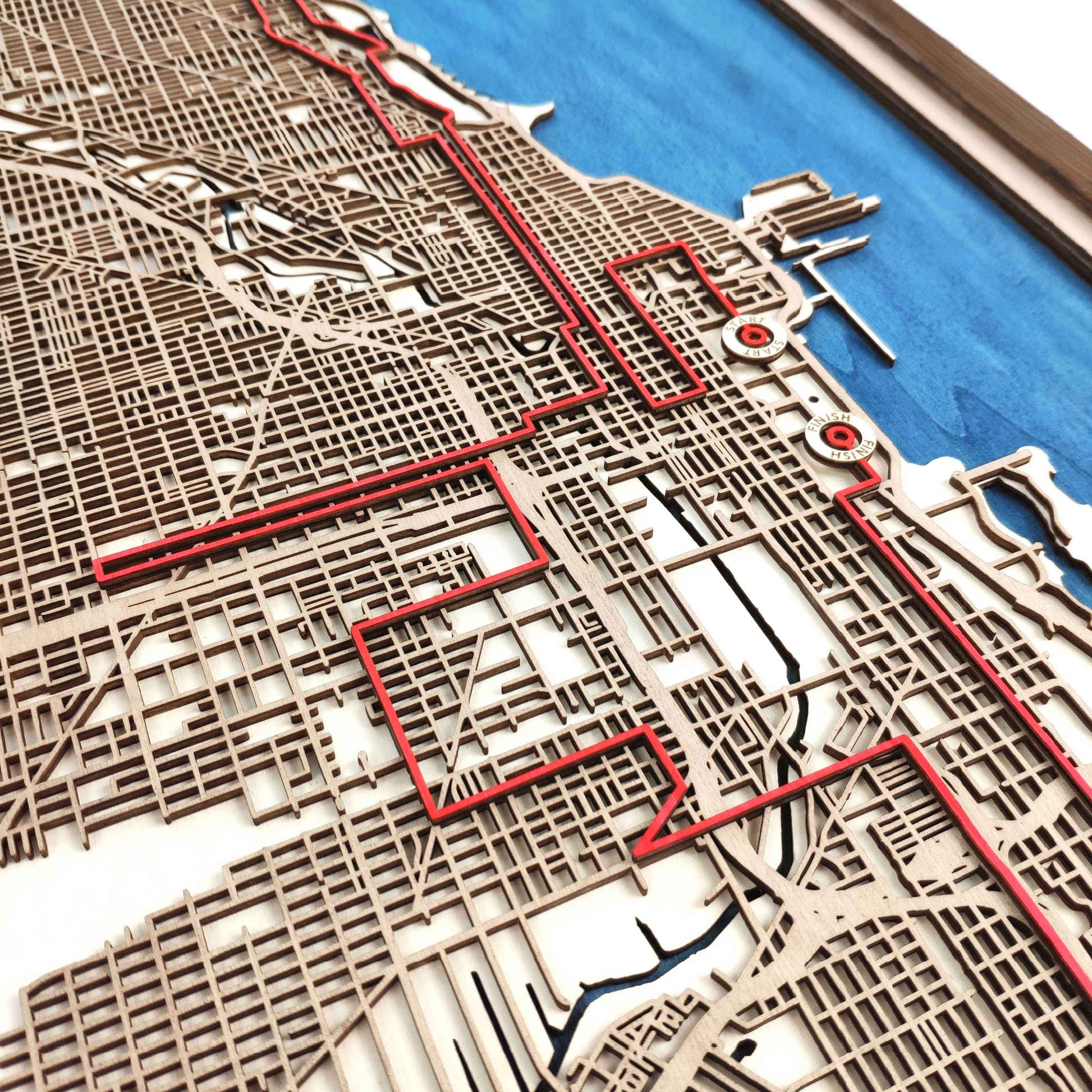 Chicago Marathon Commemorative Wooden Route Map – Collector's Item by CityWood - Custom Wood Map Art - Unique Laser Cut Engraved - Anniversary Gift