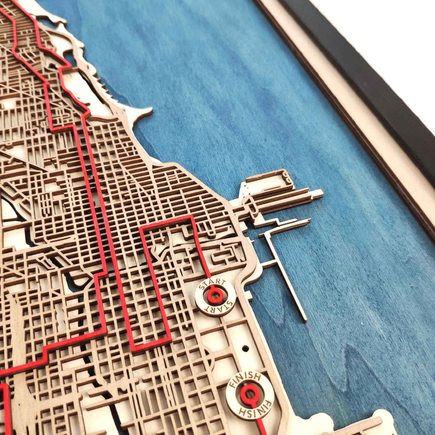 Chicago Marathon Course Map - Wall Art Gift by CityWood - Custom Wood Map Art - Unique Laser Cut Engraved - Anniversary Gift