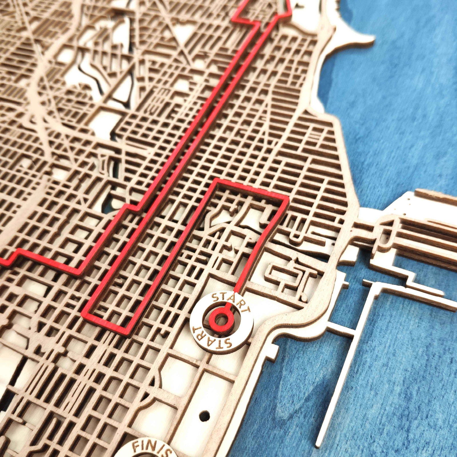 Chicago Marathon Laser-Cut Wooden Map – Unique Runner Poster Gift by CityWood - Custom Wood Map Art - Unique Laser Cut Engraved - Anniversary Gift