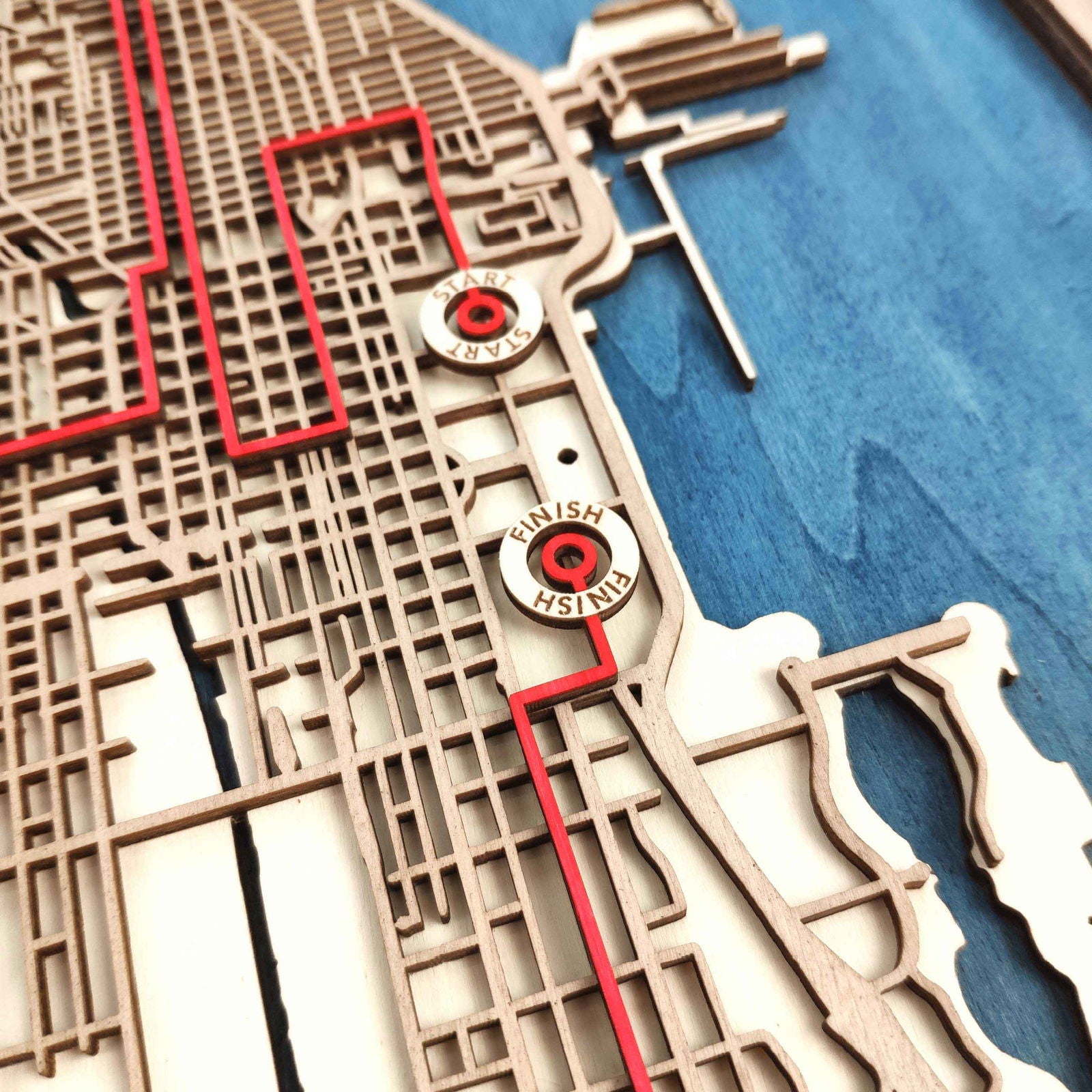 Chicago Marathon Laser-Cut Wooden Map – Unique Runner Poster Gift by CityWood - Custom Wood Map Art - Unique Laser Cut Engraved - Anniversary Gift
