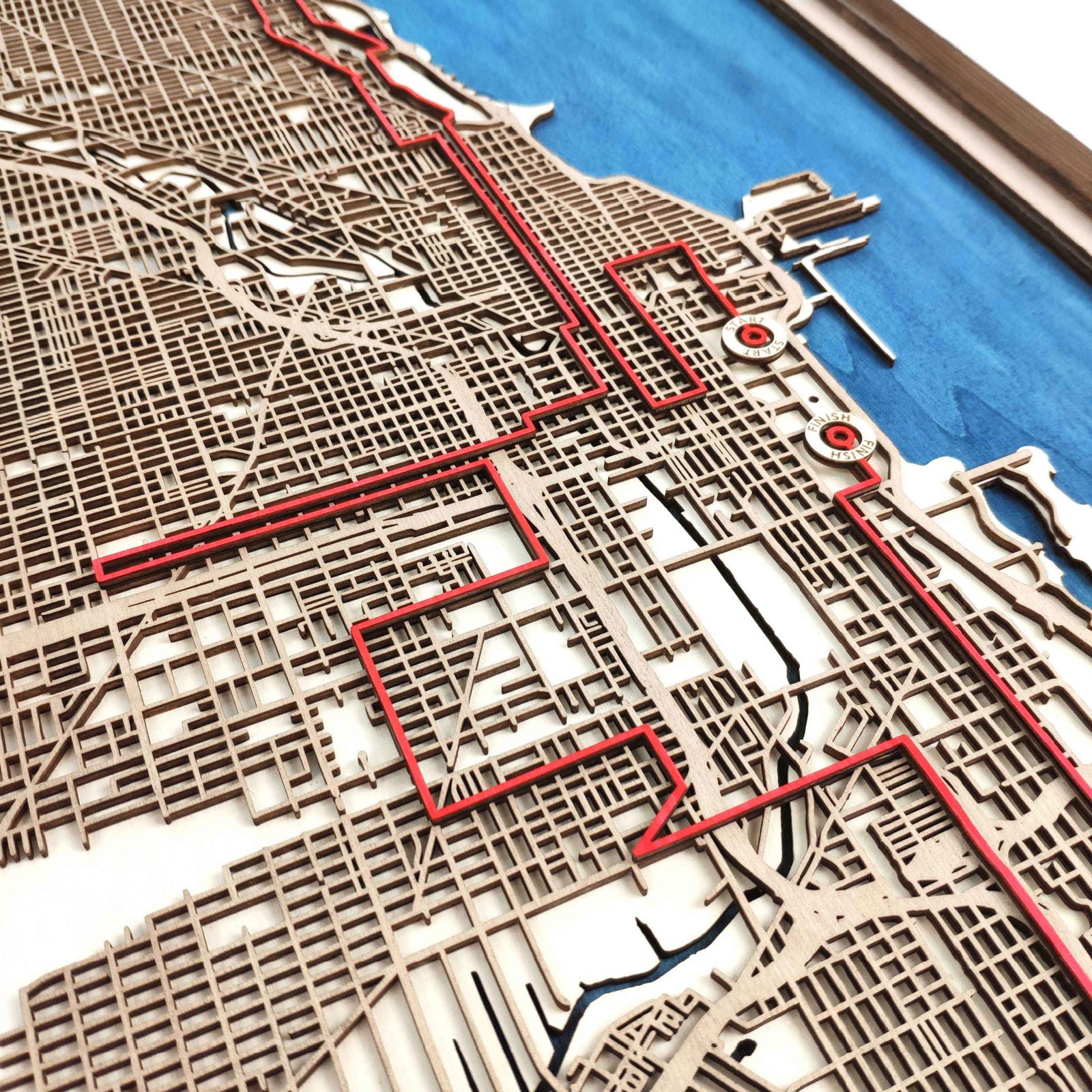 Chicago Marathon Laser-Cut Wooden Map – Unique Runner Poster Gift by CityWood - Custom Wood Map Art - Unique Laser Cut Engraved - Anniversary Gift
