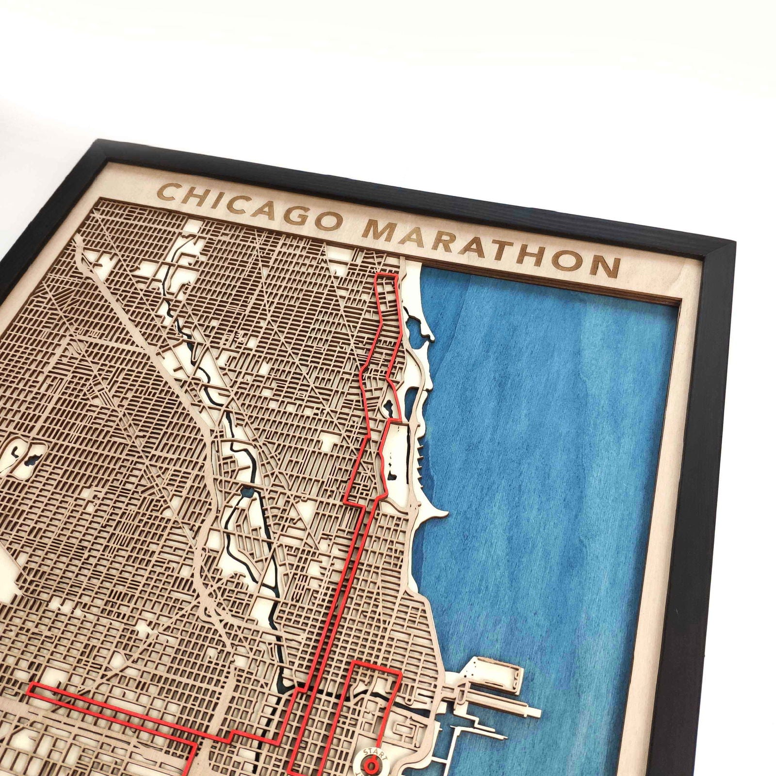 Chicago Marathon Wooden Map by CityWood - Custom Wood Map Art - Unique Laser Cut Engraved - Anniversary Gift