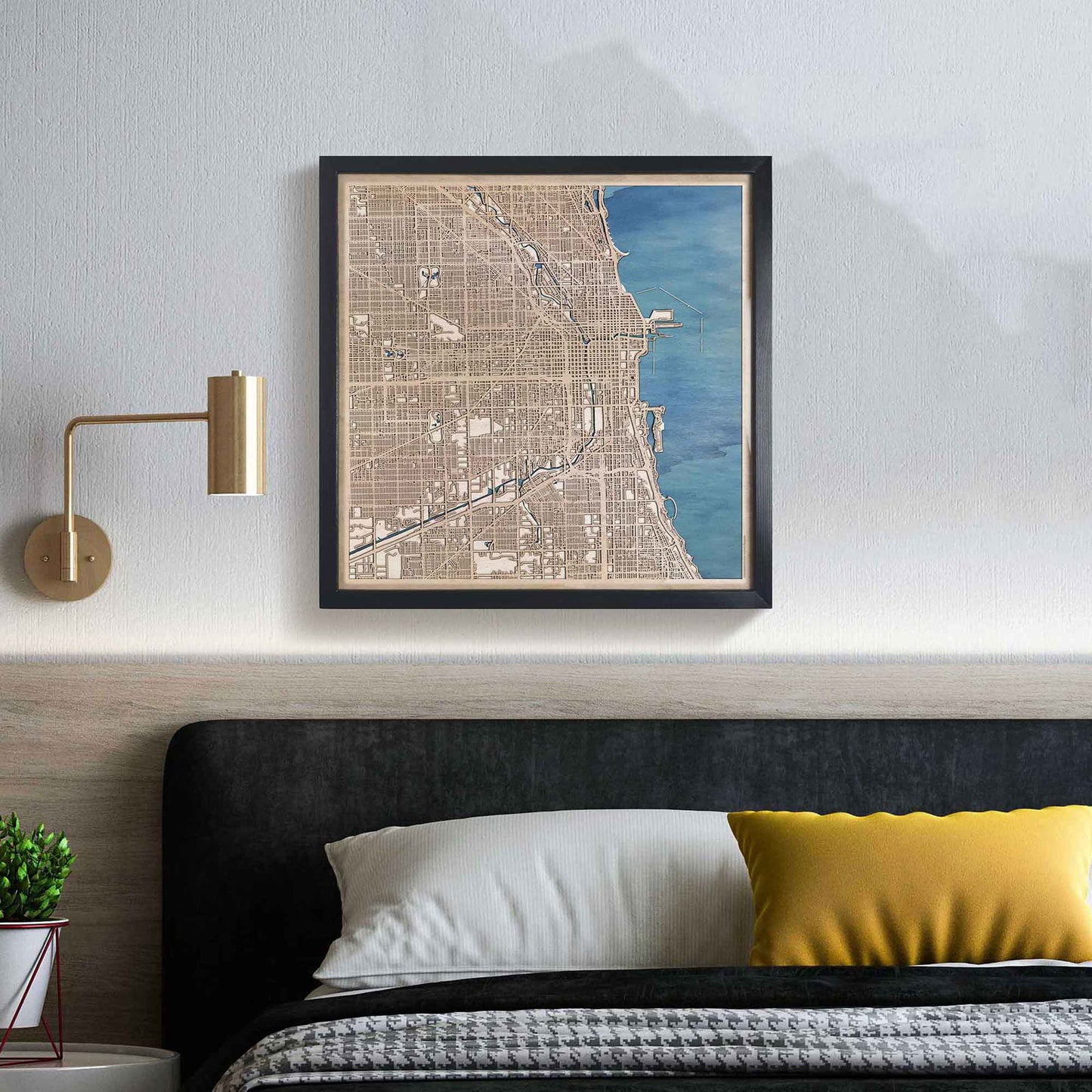 Chicago Wooden Map by CityWood - Custom Wood Map Art - Unique Laser Cut Engraved - Anniversary Gift