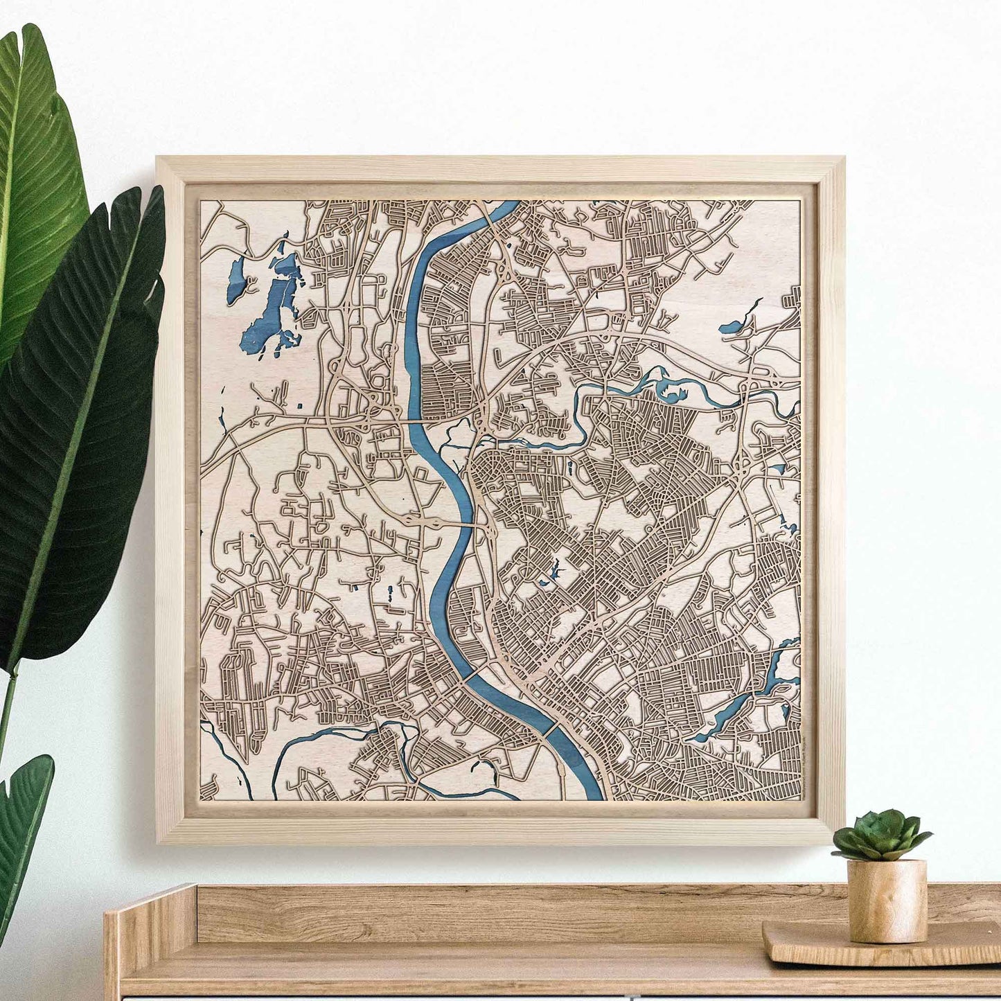 Chicopee Wooden Map by CityWood - Custom Wood Map Art - Unique Laser Cut Engraved - Anniversary Gift