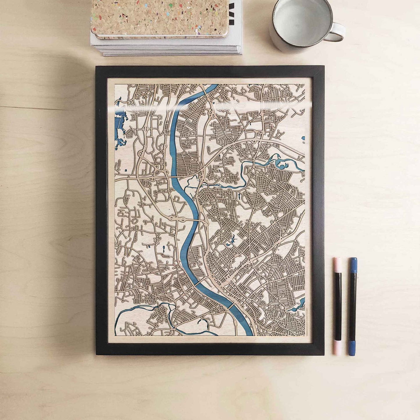 Chicopee Wooden Map by CityWood - Custom Wood Map Art - Unique Laser Cut Engraved - Anniversary Gift