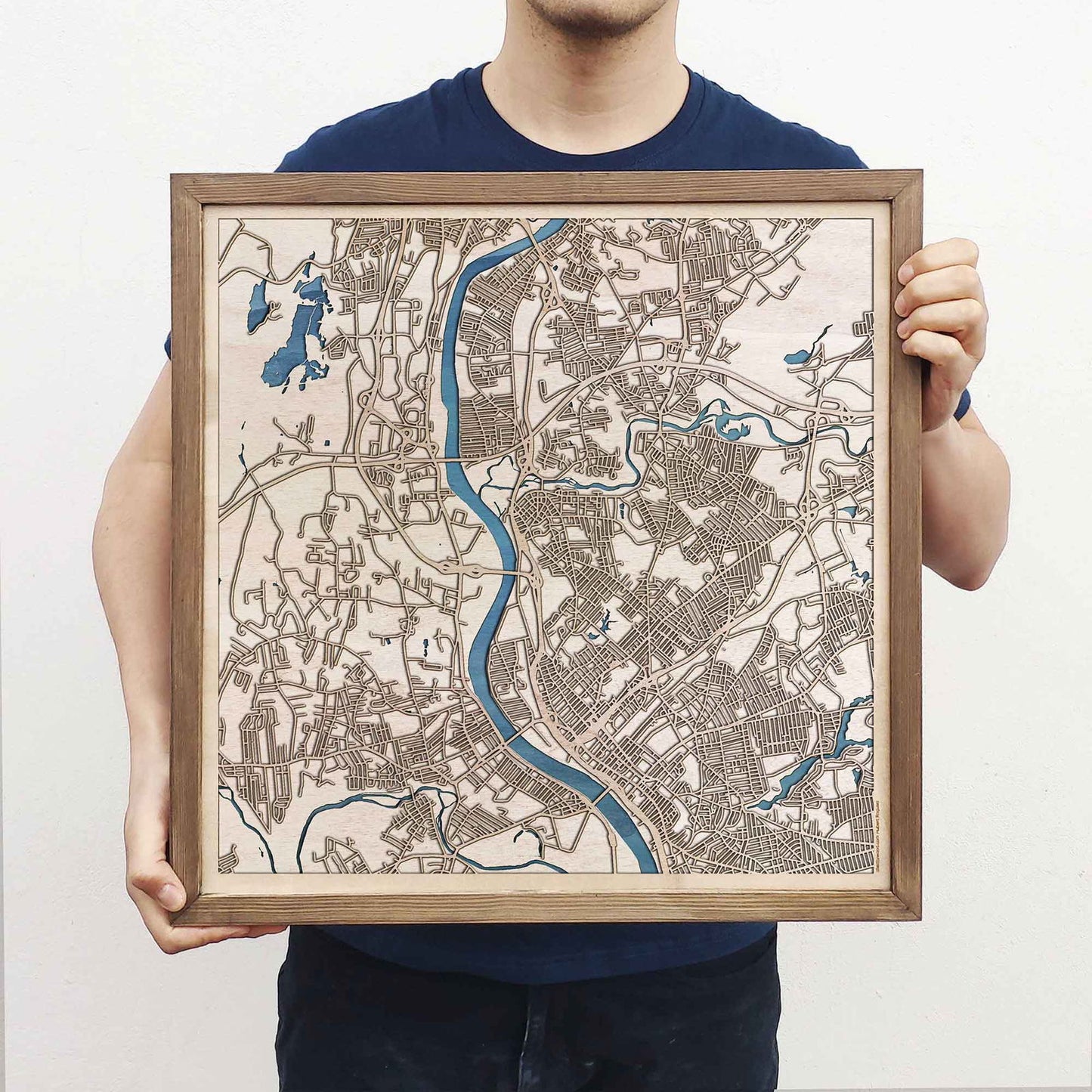 Chicopee Wooden Map by CityWood - Custom Wood Map Art - Unique Laser Cut Engraved - Anniversary Gift
