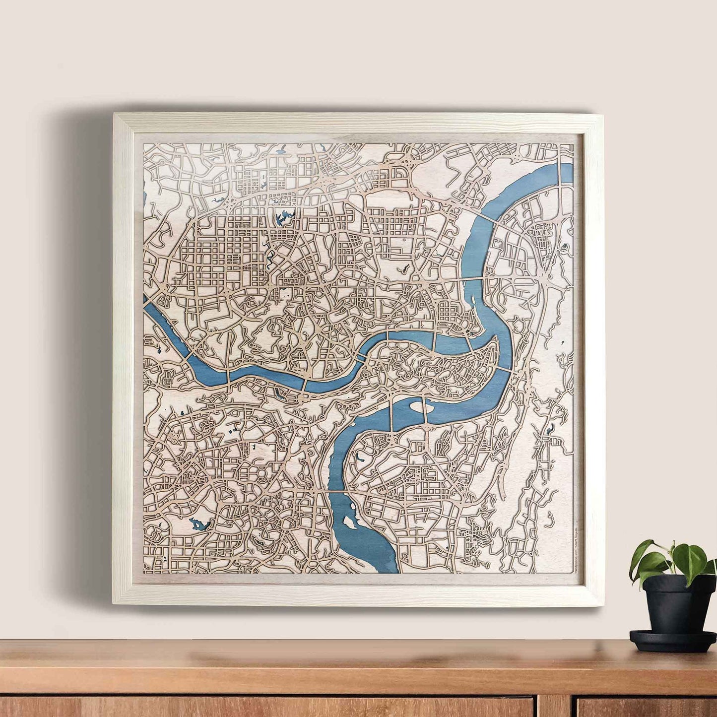 Chongqing Wooden Map by CityWood - Custom Wood Map Art - Unique Laser Cut Engraved - Anniversary Gift