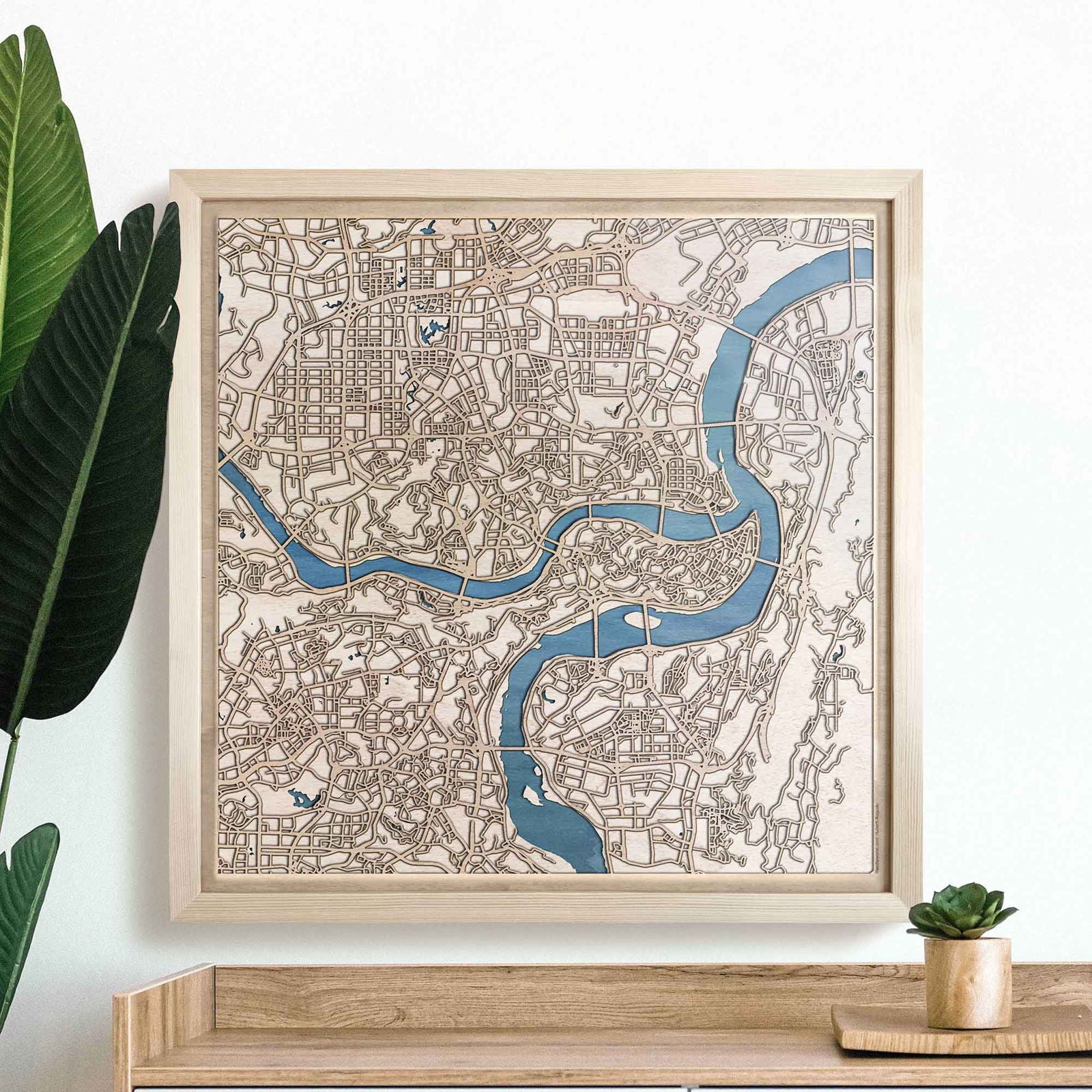 Chongqing Wooden Map by CityWood - Custom Wood Map Art - Unique Laser Cut Engraved - Anniversary Gift