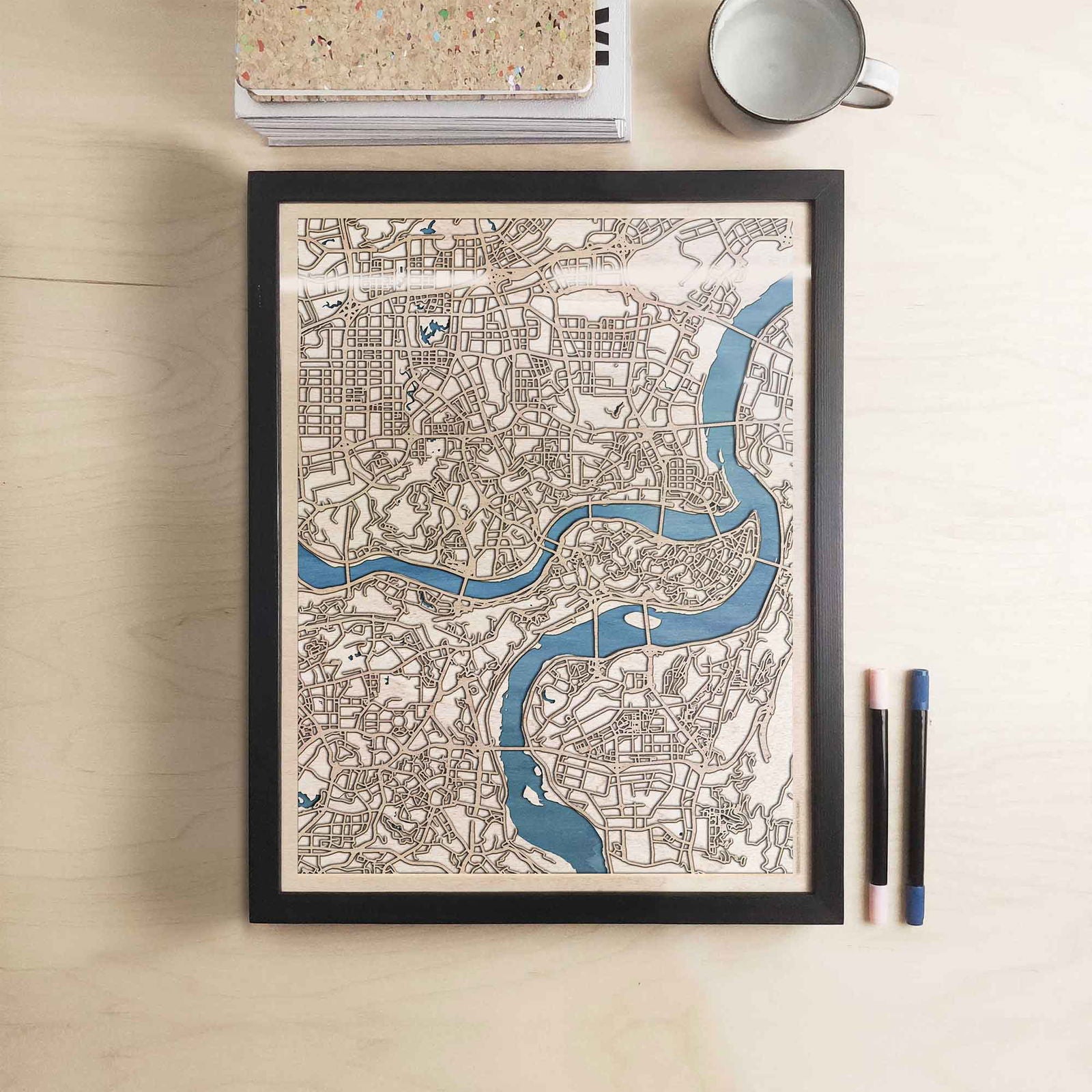 Chongqing Wooden Map by CityWood - Custom Wood Map Art - Unique Laser Cut Engraved - Anniversary Gift