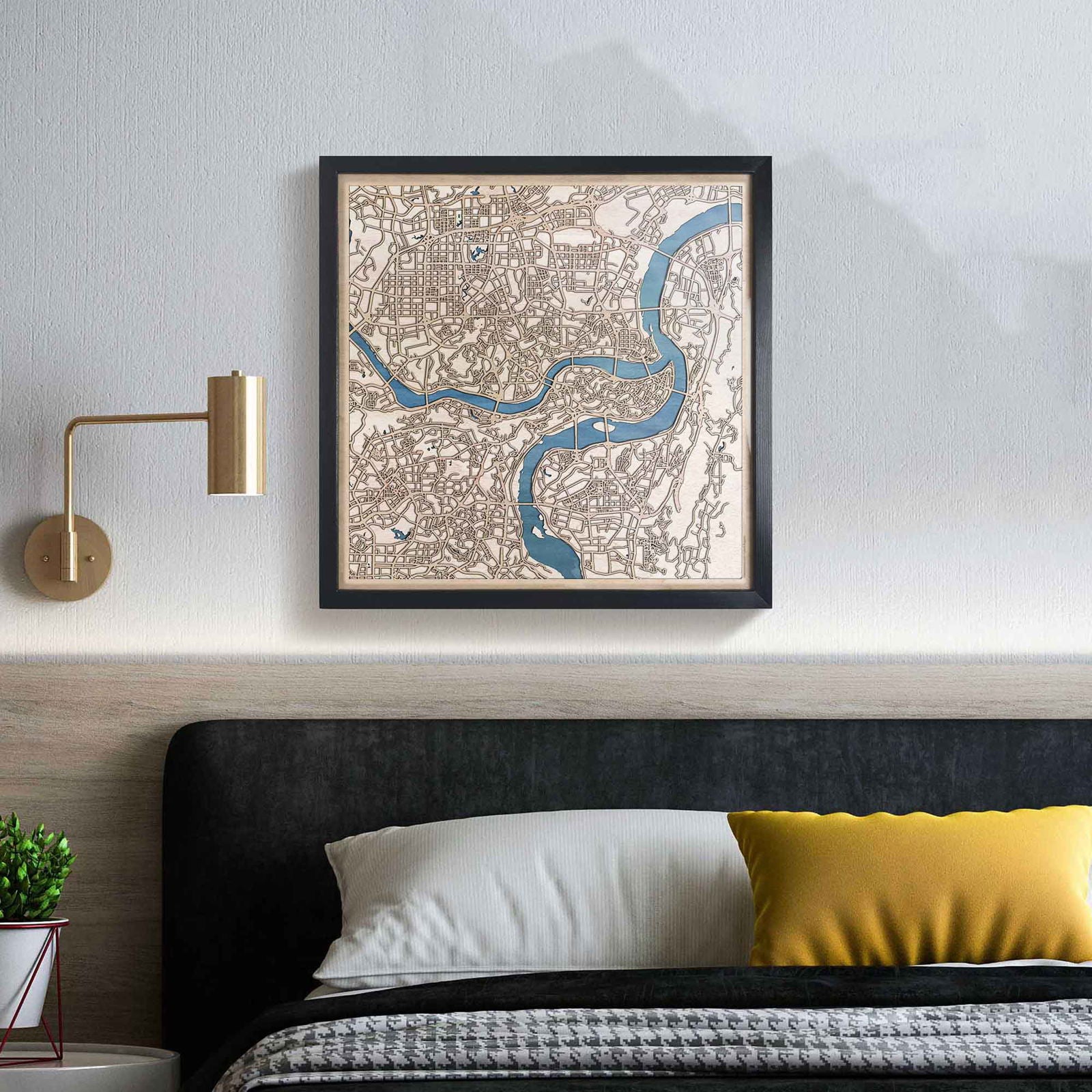 Chongqing Wooden Map by CityWood - Custom Wood Map Art - Unique Laser Cut Engraved - Anniversary Gift