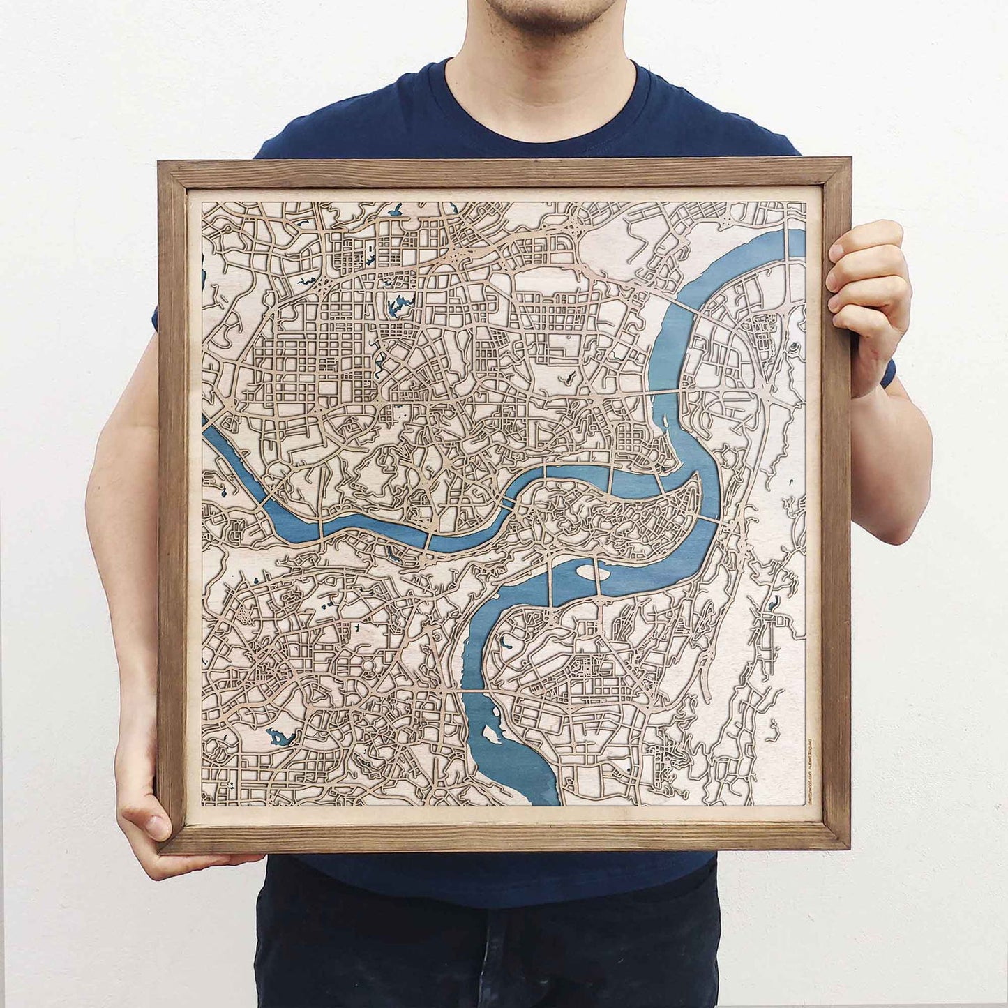 Chongqing Wooden Map by CityWood - Custom Wood Map Art - Unique Laser Cut Engraved - Anniversary Gift