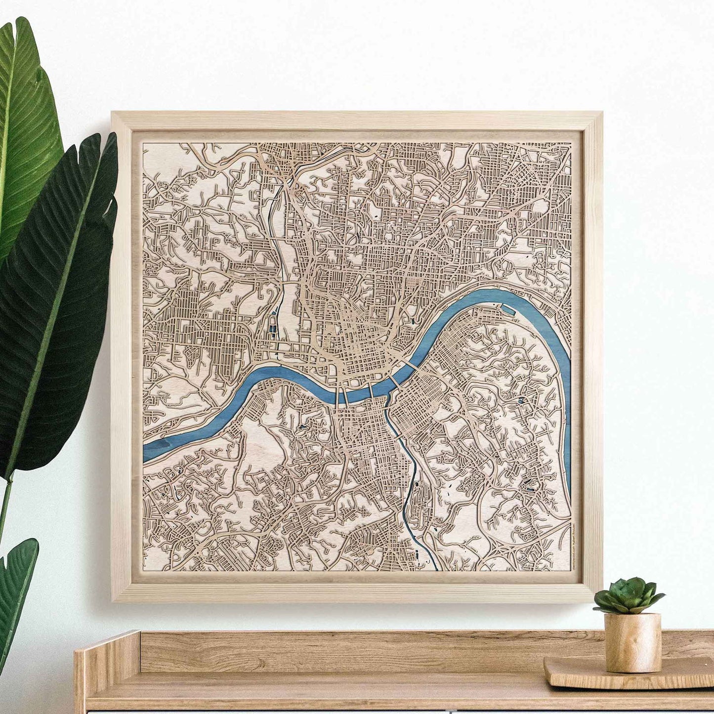 Cincinnati Wooden Map by CityWood - Custom Wood Map Art - Unique Laser Cut Engraved - Anniversary Gift