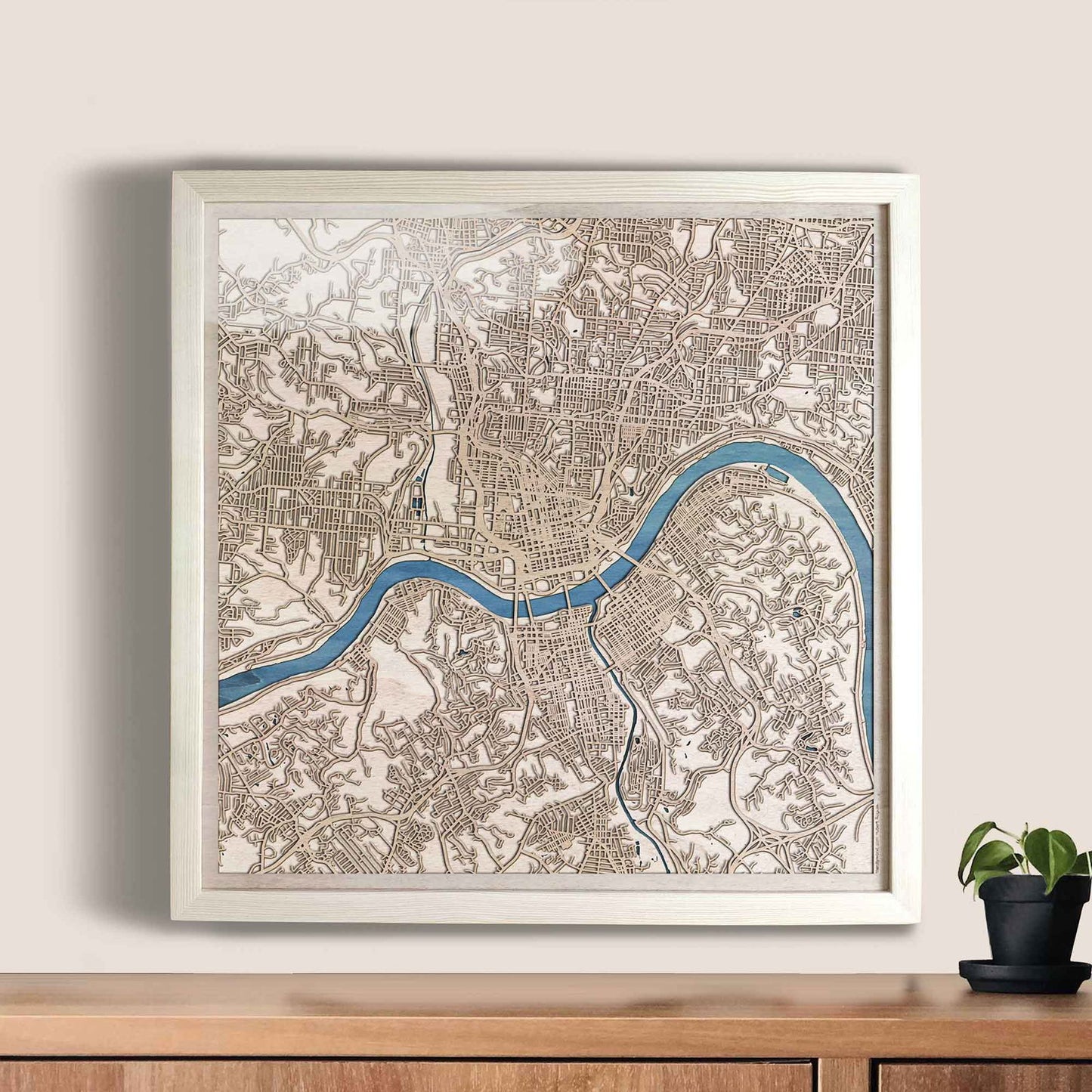 Cincinnati Wooden Map by CityWood - Custom Wood Map Art - Unique Laser Cut Engraved - Anniversary Gift