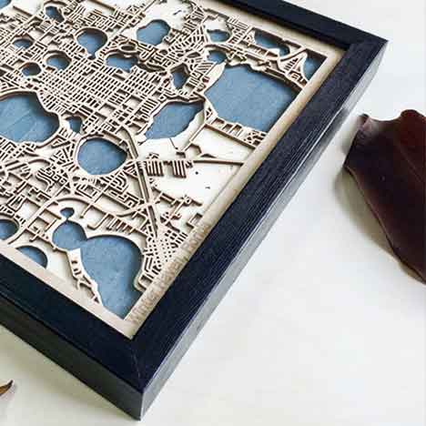 CityWood - Custom Wood Map Art - Unique Laser Cut Engraved