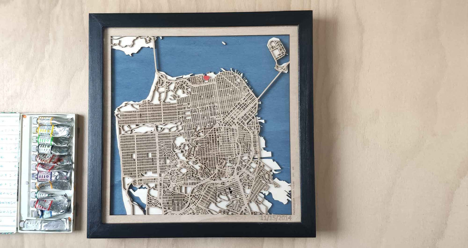 CityWood - Custom Wood Map Art - Unique Laser Cut Engraved