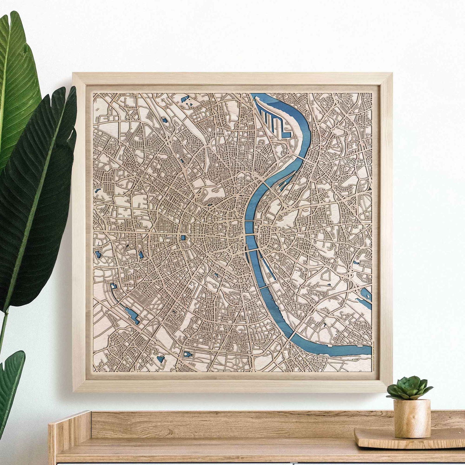 Cologne Wooden Map by CityWood - Custom Wood Map Art - Unique Laser Cut Engraved - Anniversary Gift