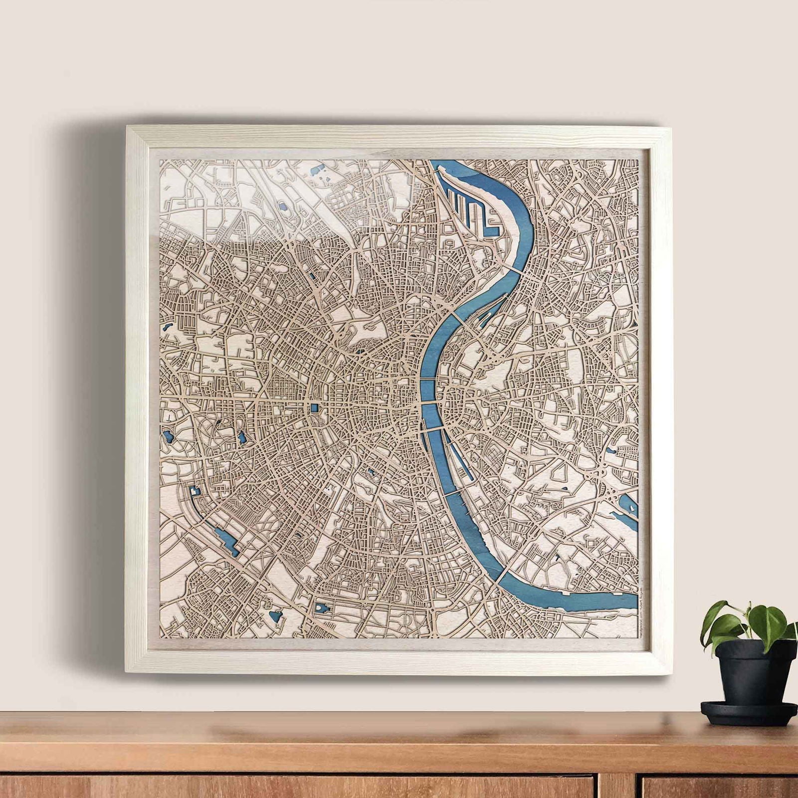 Cologne Wooden Map by CityWood - Custom Wood Map Art - Unique Laser Cut Engraved - Anniversary Gift