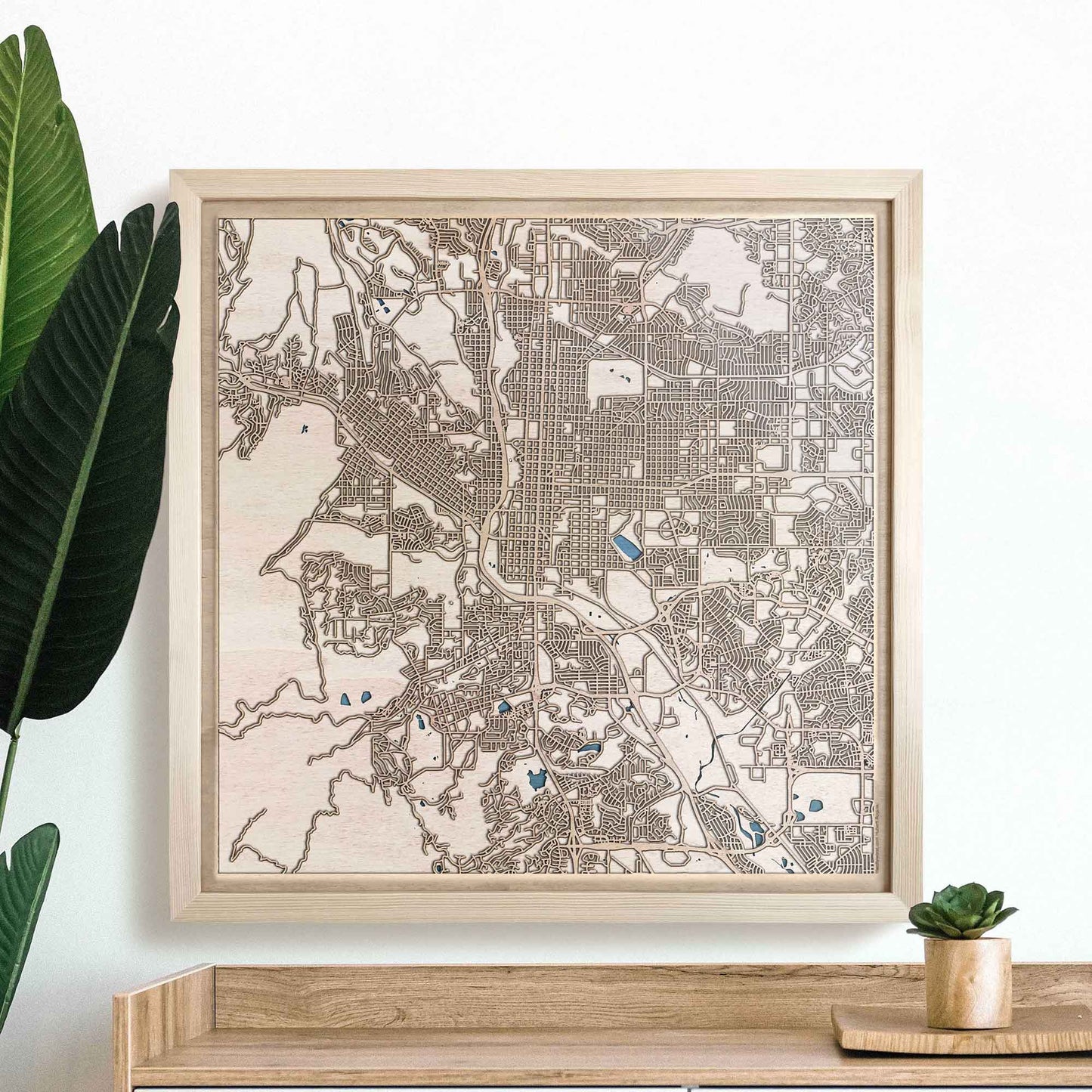 Colorado Springs Wooden Map by CityWood - Custom Wood Map Art - Unique Laser Cut Engraved - Anniversary Gift