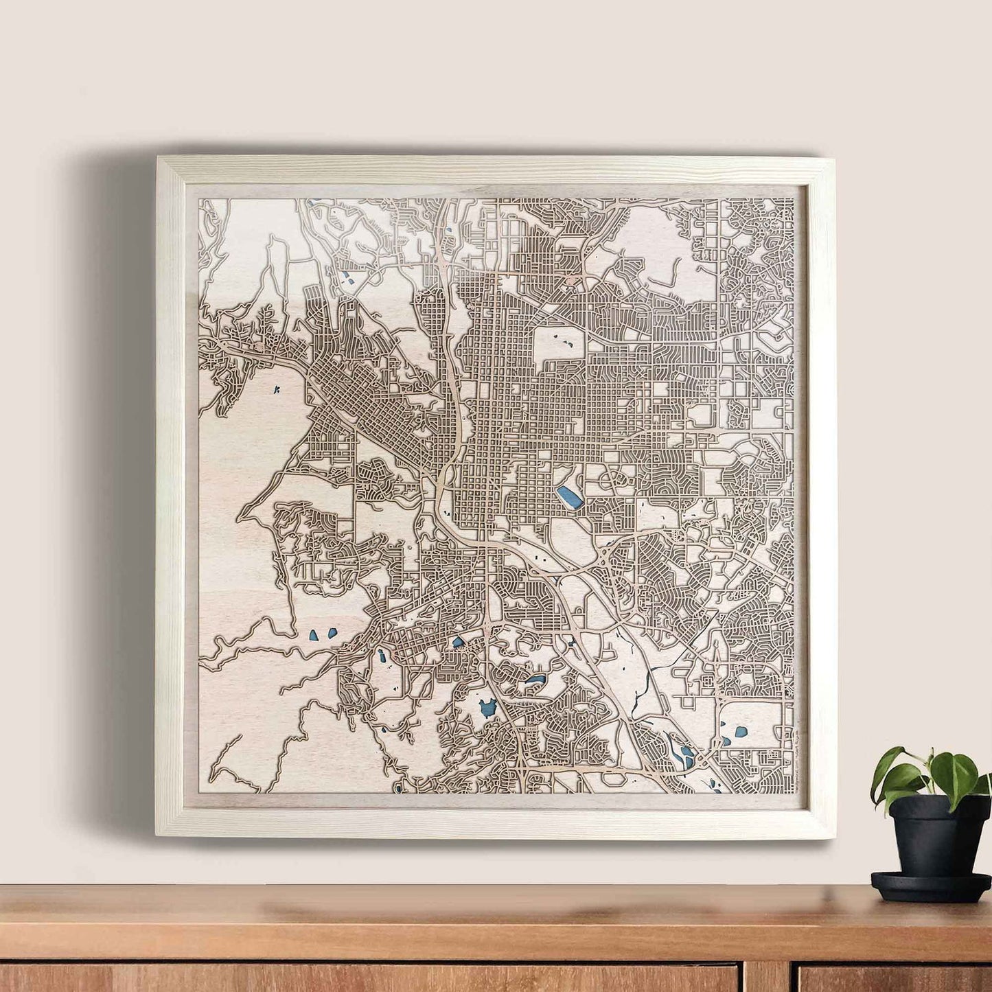 Colorado Springs Wooden Map by CityWood - Custom Wood Map Art - Unique Laser Cut Engraved - Anniversary Gift