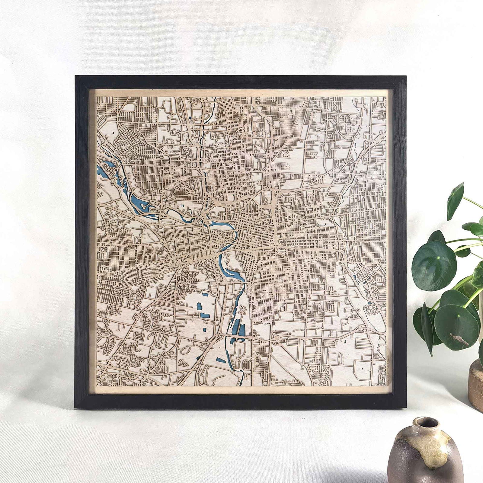 Columbus Wooden Map by CityWood - Custom Wood Map Art - Unique Laser Cut Engraved - Anniversary Gift