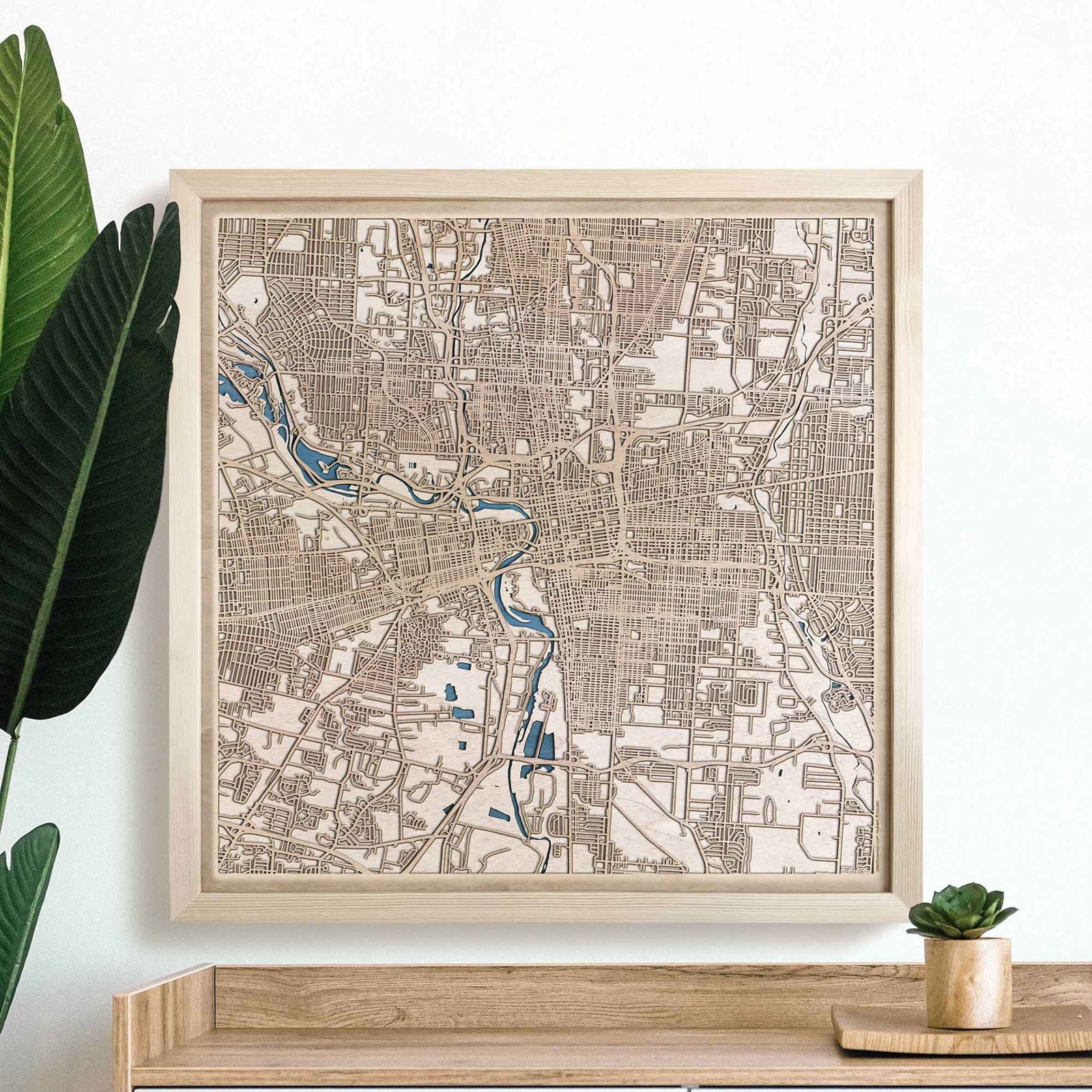 Columbus Wooden Map by CityWood - Custom Wood Map Art - Unique Laser Cut Engraved - Anniversary Gift