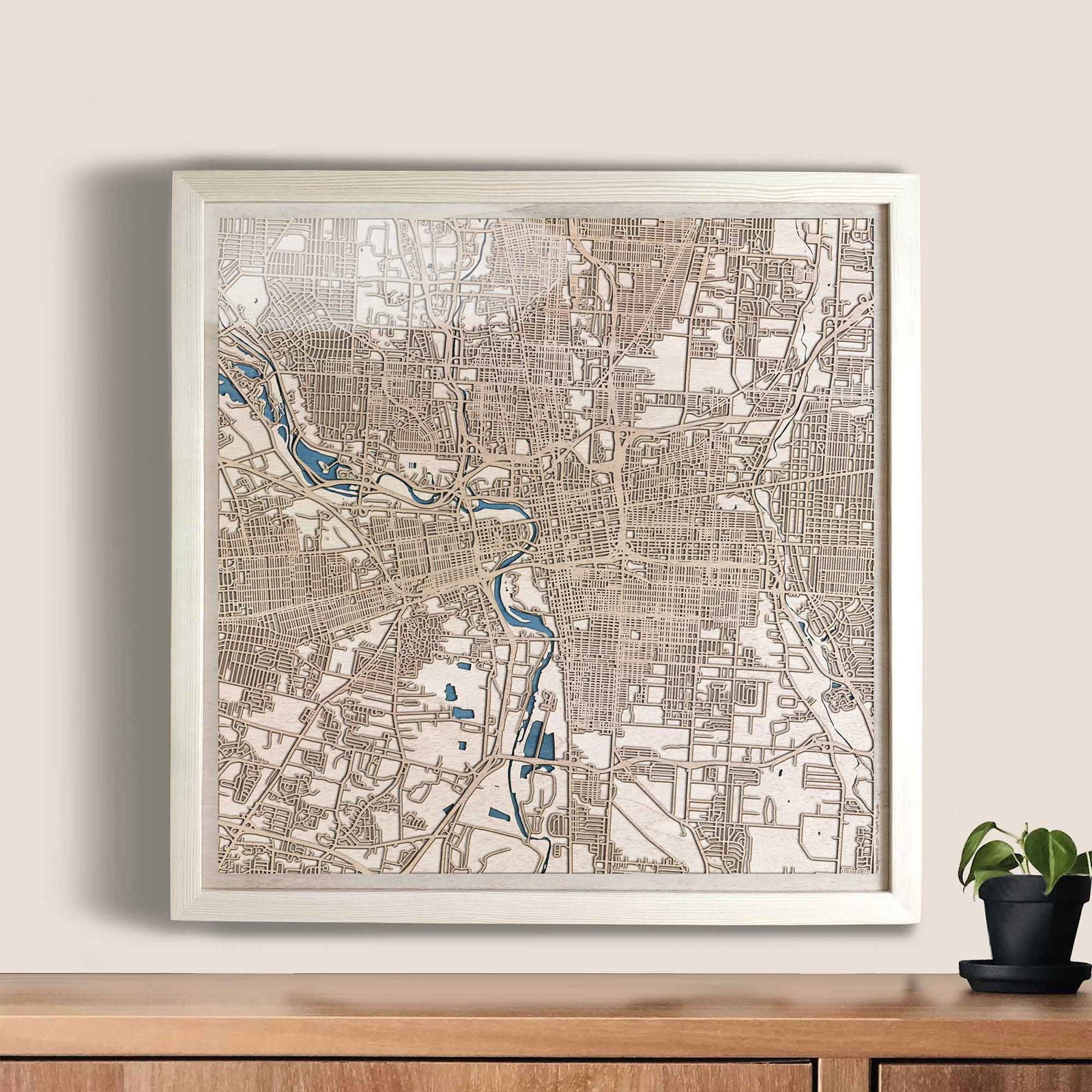 Columbus Wooden Map by CityWood - Custom Wood Map Art - Unique Laser Cut Engraved - Anniversary Gift