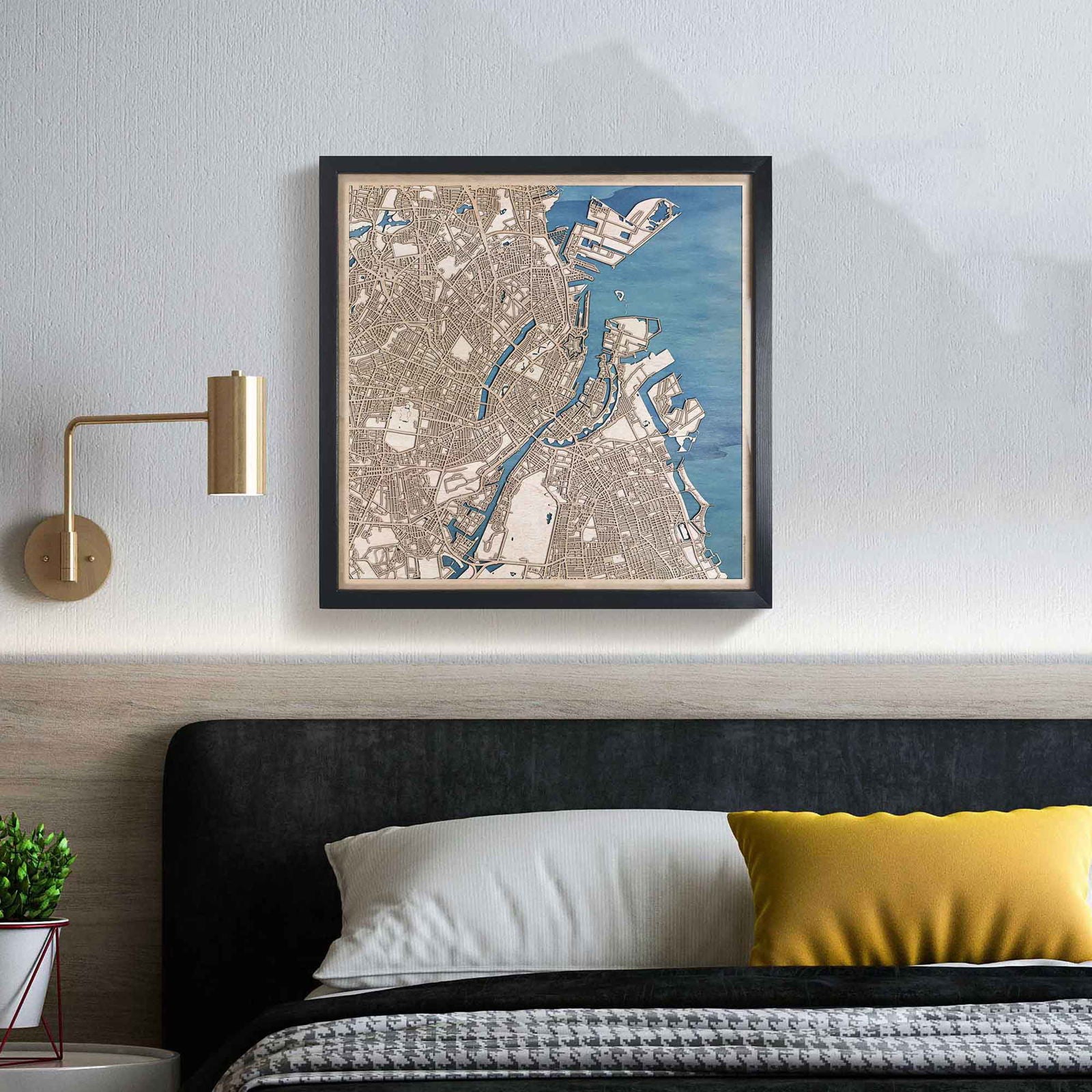 Copenhagen Wooden Map by CityWood - Custom Wood Map Art - Unique Laser Cut Engraved - Anniversary Gift