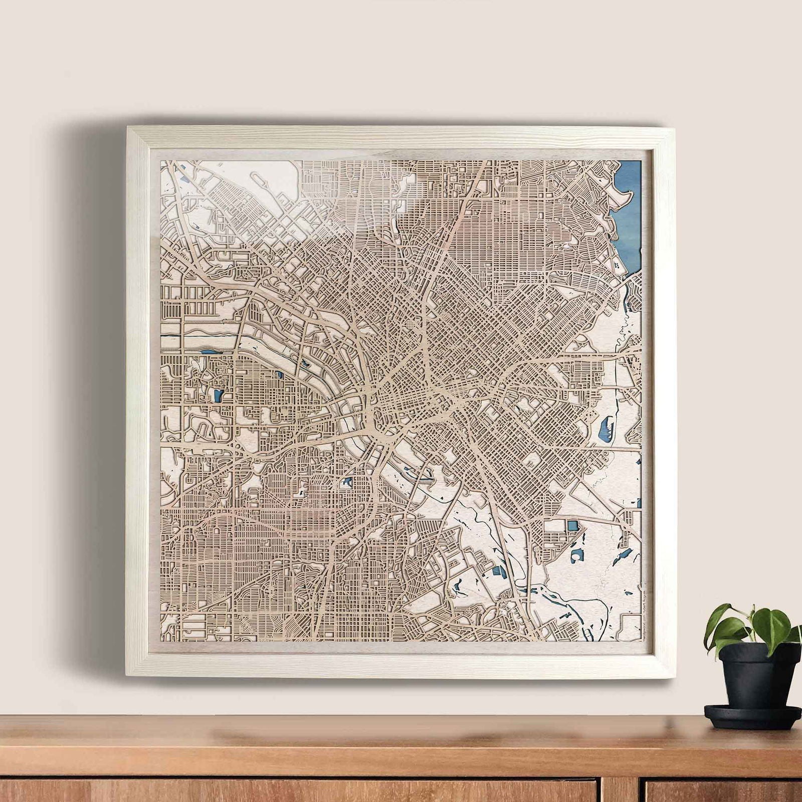 Dallas Wooden Map by CityWood - Custom Wood Map Art - Unique Laser Cut Engraved - Anniversary Gift