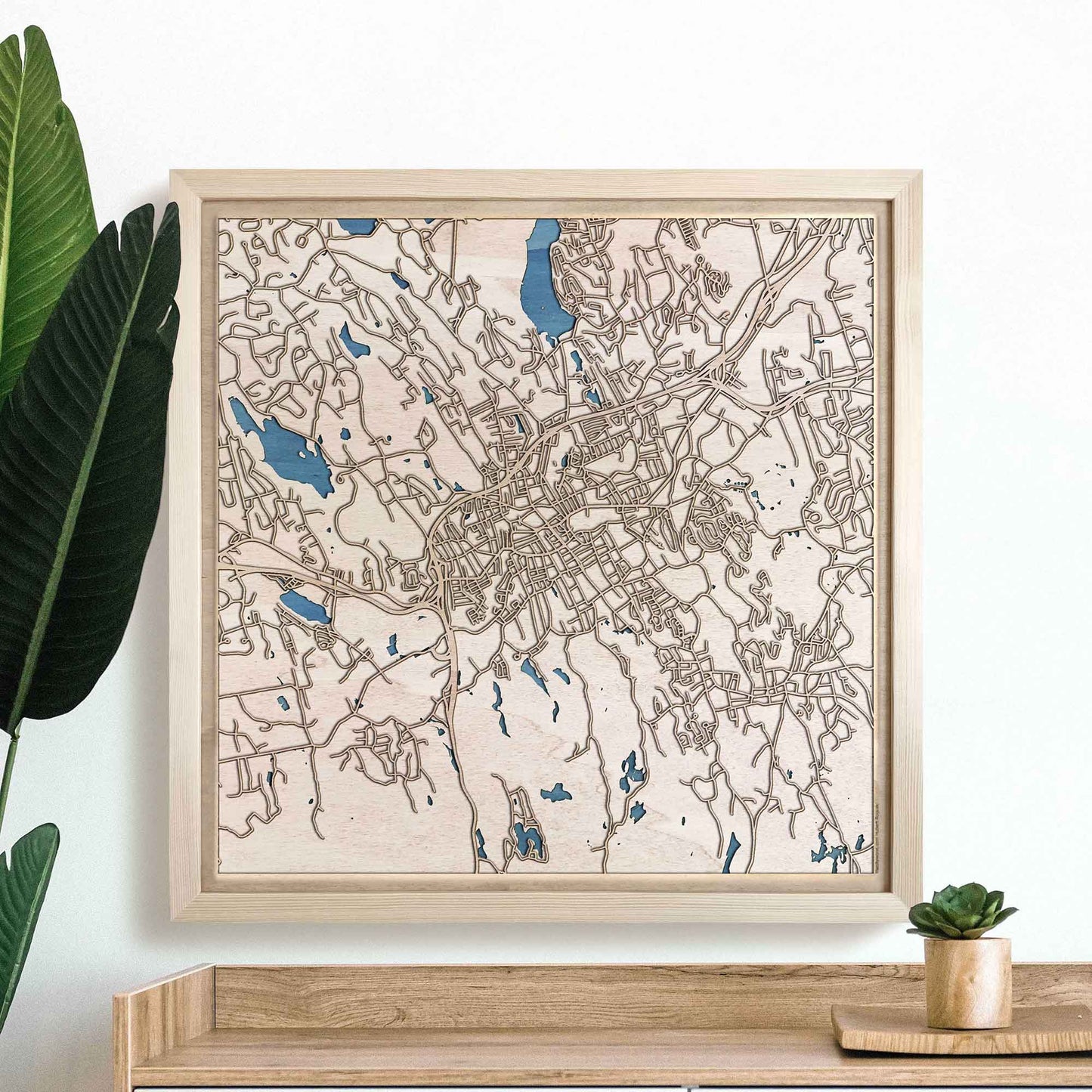 Danbury Wooden Map by CityWood - Custom Wood Map Art - Unique Laser Cut Engraved - Anniversary Gift