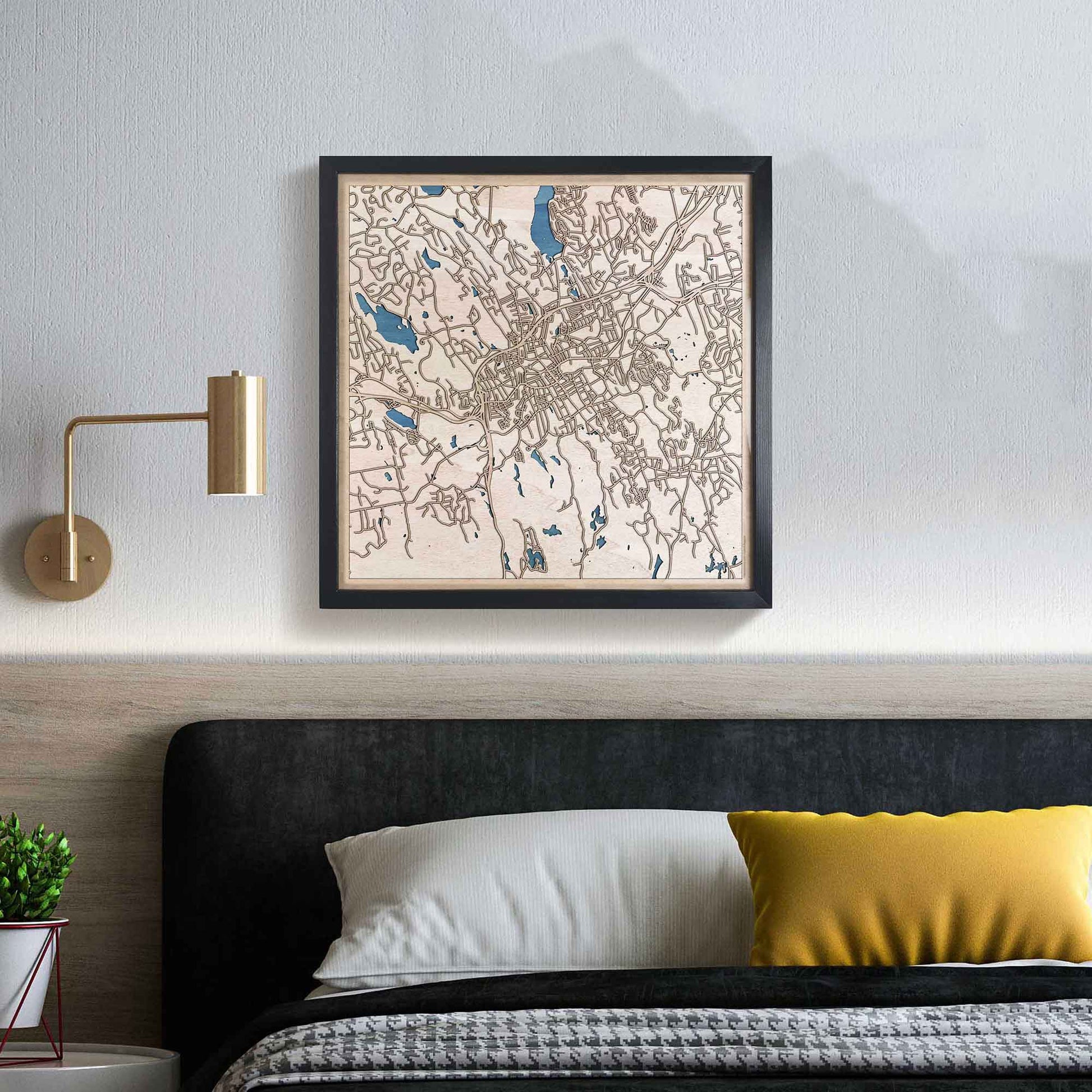 Danbury Wooden Map by CityWood - Custom Wood Map Art - Unique Laser Cut Engraved - Anniversary Gift