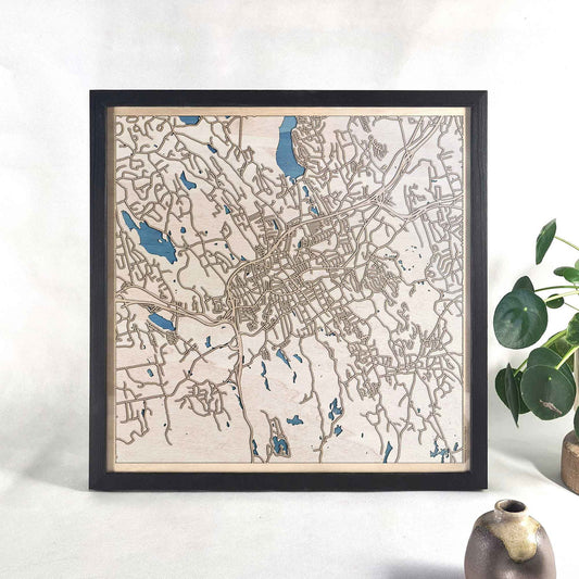 Danbury Wooden Map by CityWood - Custom Wood Map Art - Unique Laser Cut Engraved - Anniversary Gift