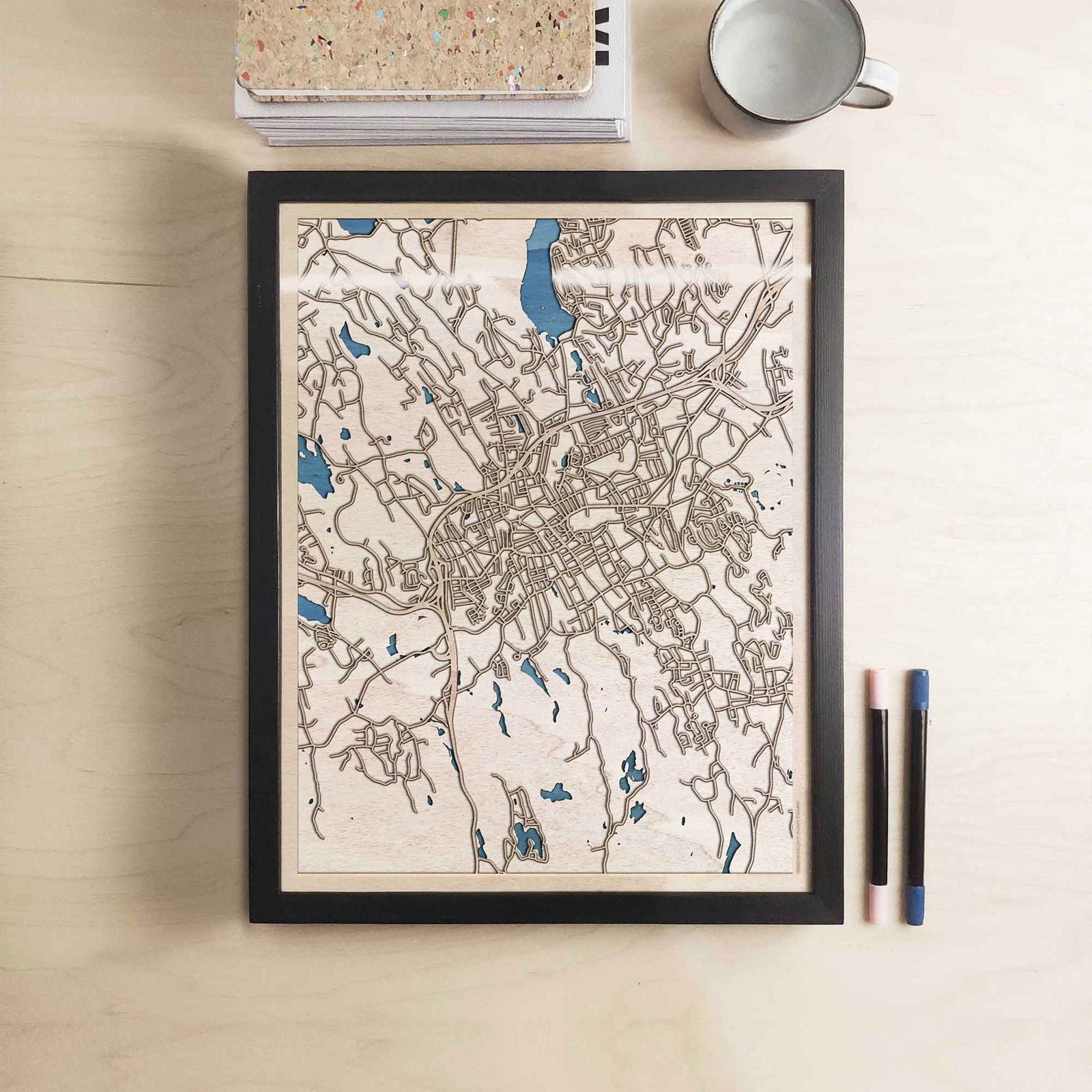 Danbury Wooden Map by CityWood - Custom Wood Map Art - Unique Laser Cut Engraved - Anniversary Gift