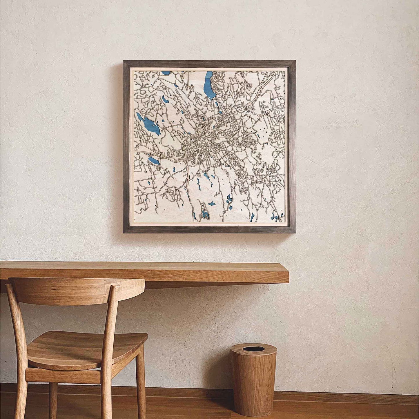 Danbury Wooden Map by CityWood - Custom Wood Map Art - Unique Laser Cut Engraved - Anniversary Gift