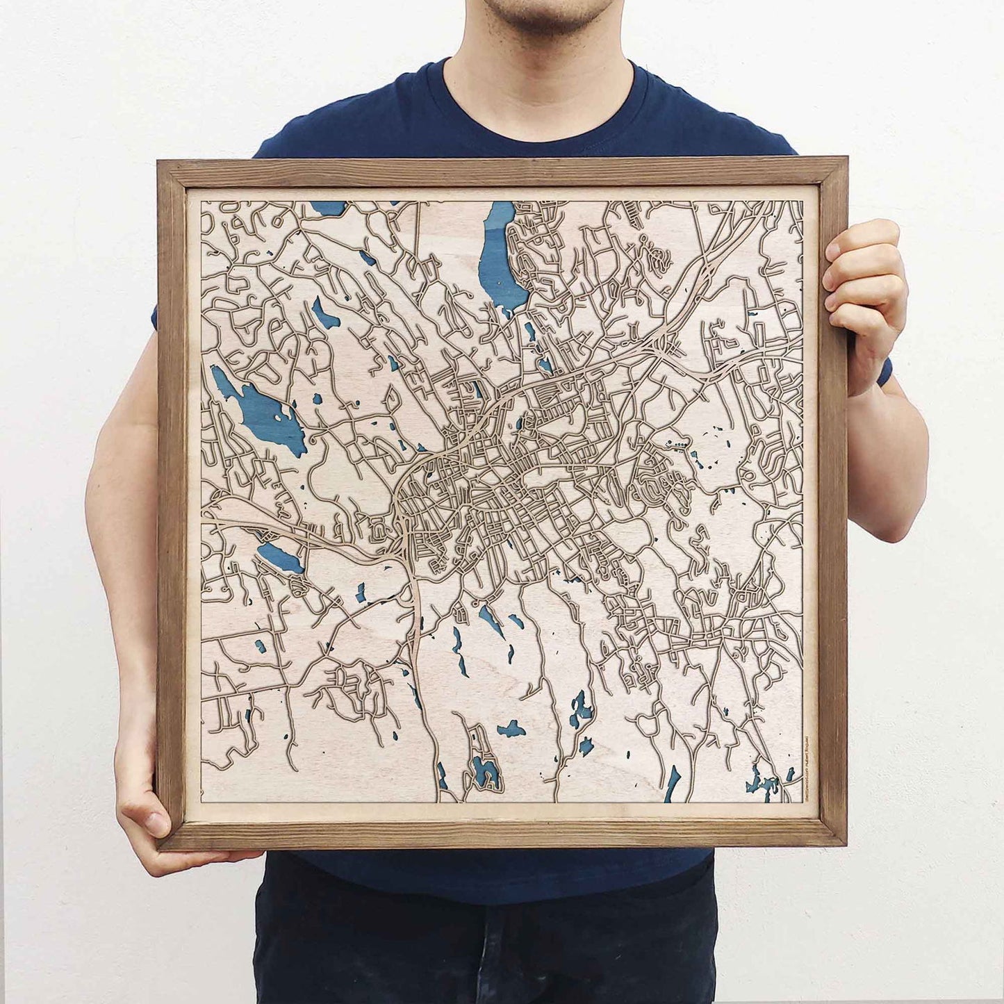 Danbury Wooden Map by CityWood - Custom Wood Map Art - Unique Laser Cut Engraved - Anniversary Gift