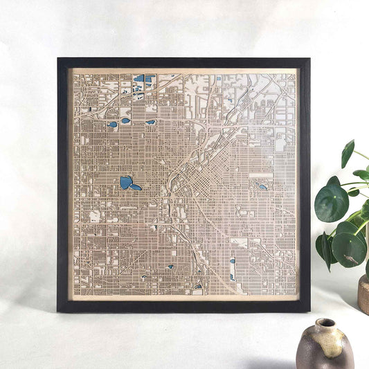 Denver Wooden Map by CityWood - Custom Wood Map Art - Unique Laser Cut Engraved - Anniversary Gift