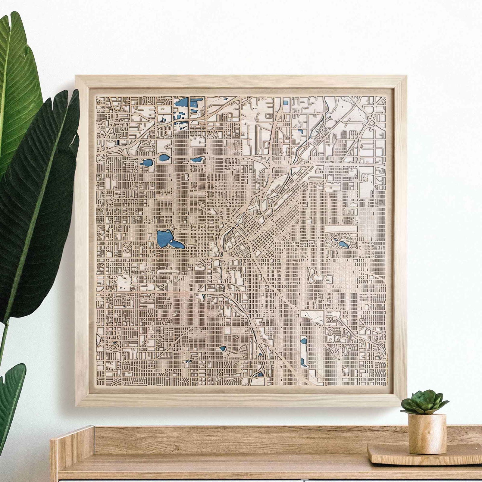 Denver Wooden Map by CityWood - Custom Wood Map Art - Unique Laser Cut Engraved - Anniversary Gift