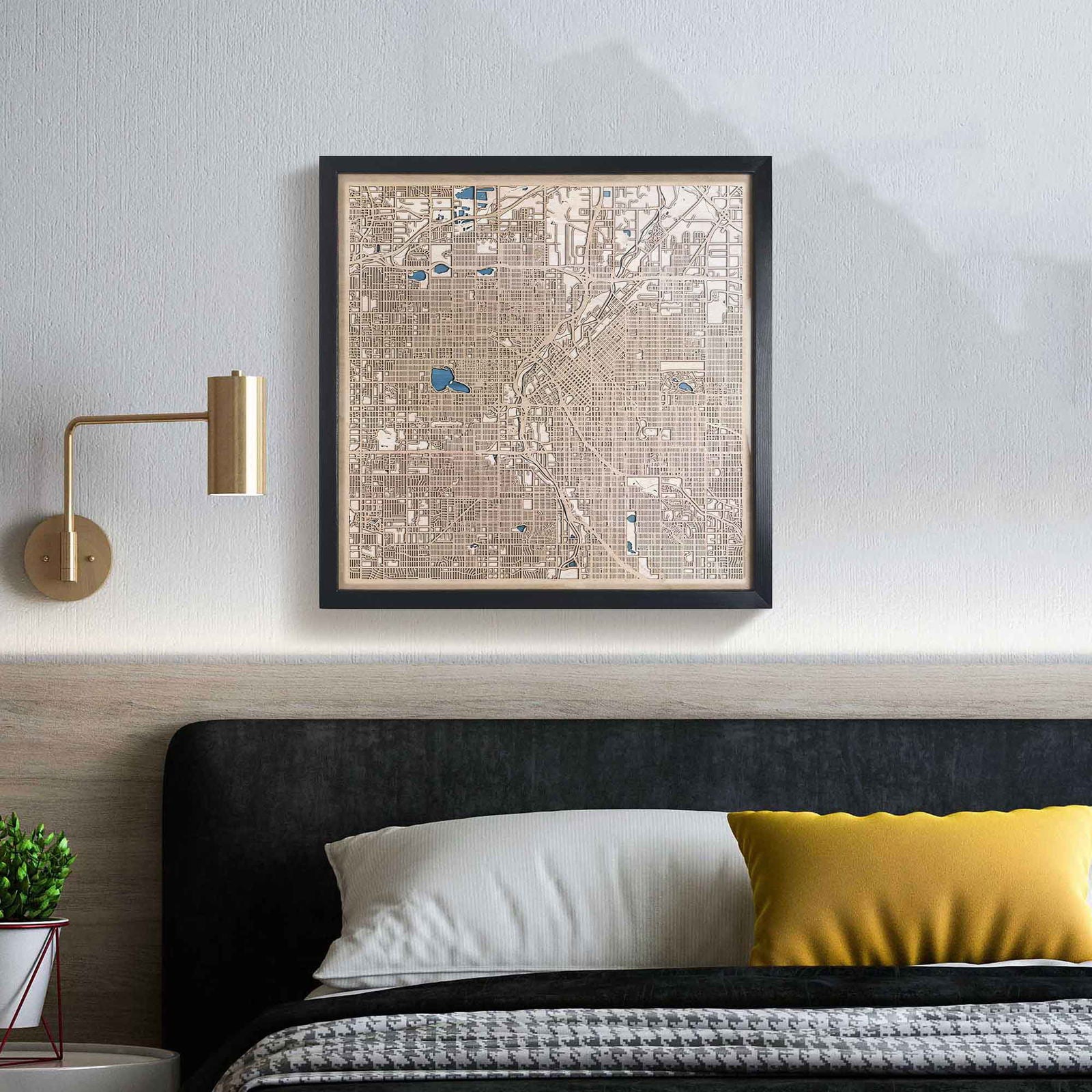 Denver Shape Map Wooden street map of Denver - 3D, topographic, laser cut - CityWood