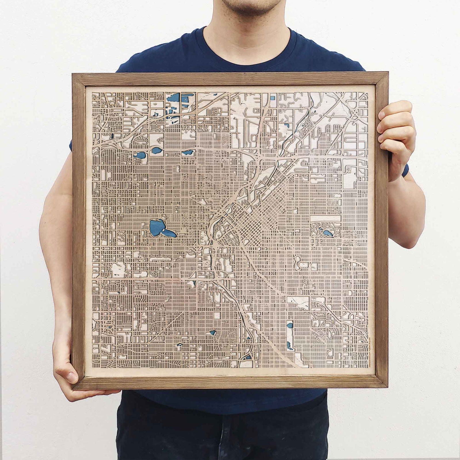 Denver Wooden Map by CityWood - Custom Wood Map Art - Unique Laser Cut Engraved - Anniversary Gift