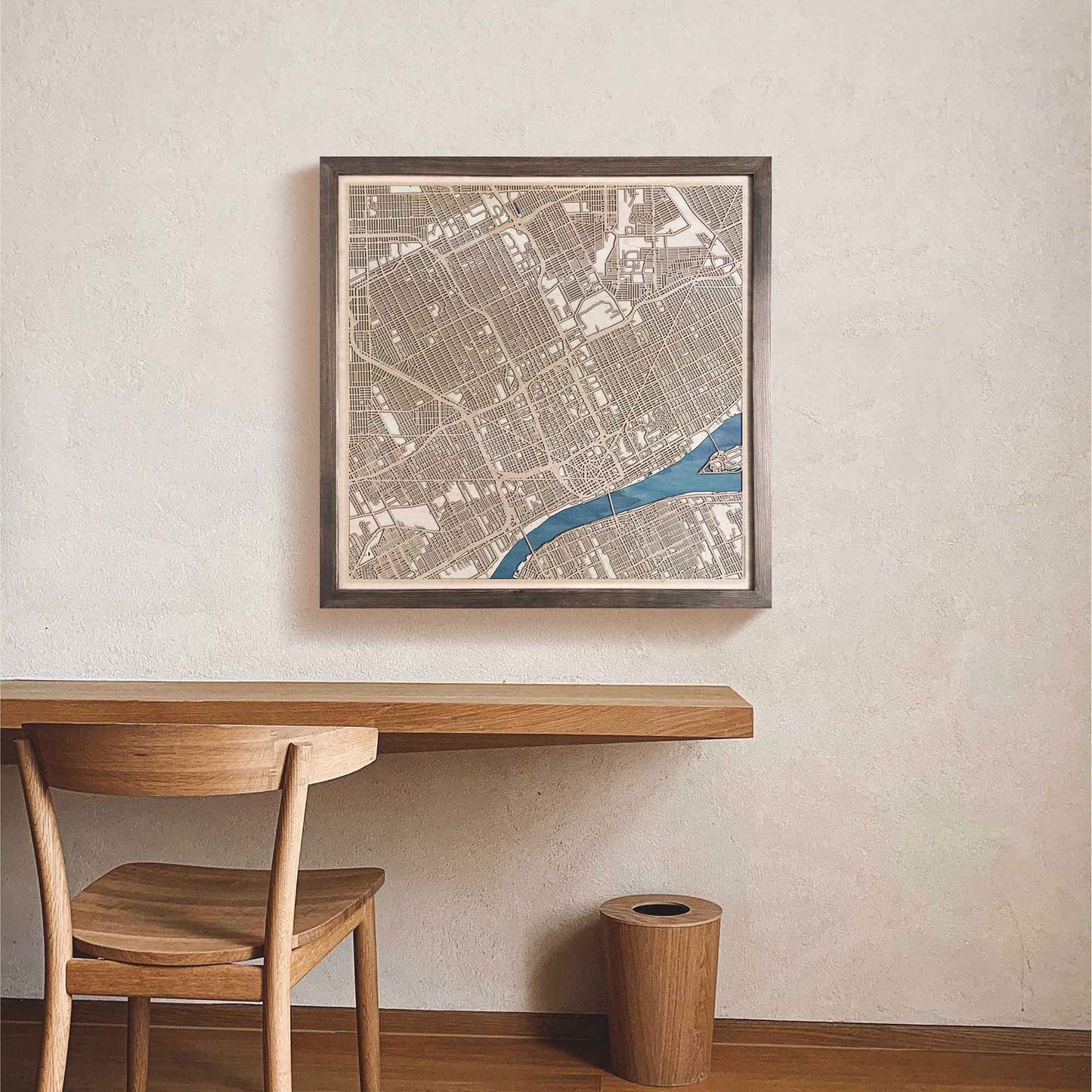 Detroit Wooden Map by CityWood - Custom Wood Map Art - Unique Laser Cut Engraved - Anniversary Gift