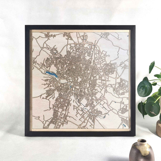 Dijon Wooden Map by CityWood - Custom Wood Map Art - Unique Laser Cut Engraved - Anniversary Gift