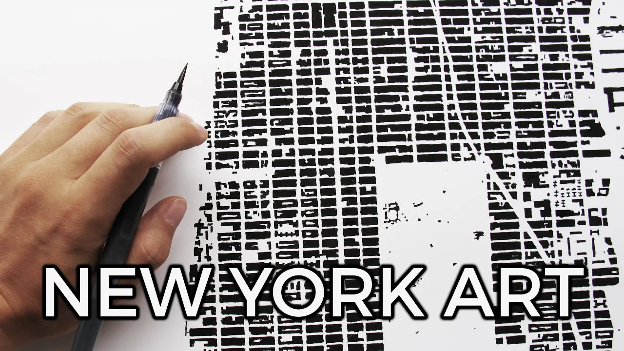 Load video: Drawing New York city map urban plan with Japanese ink 